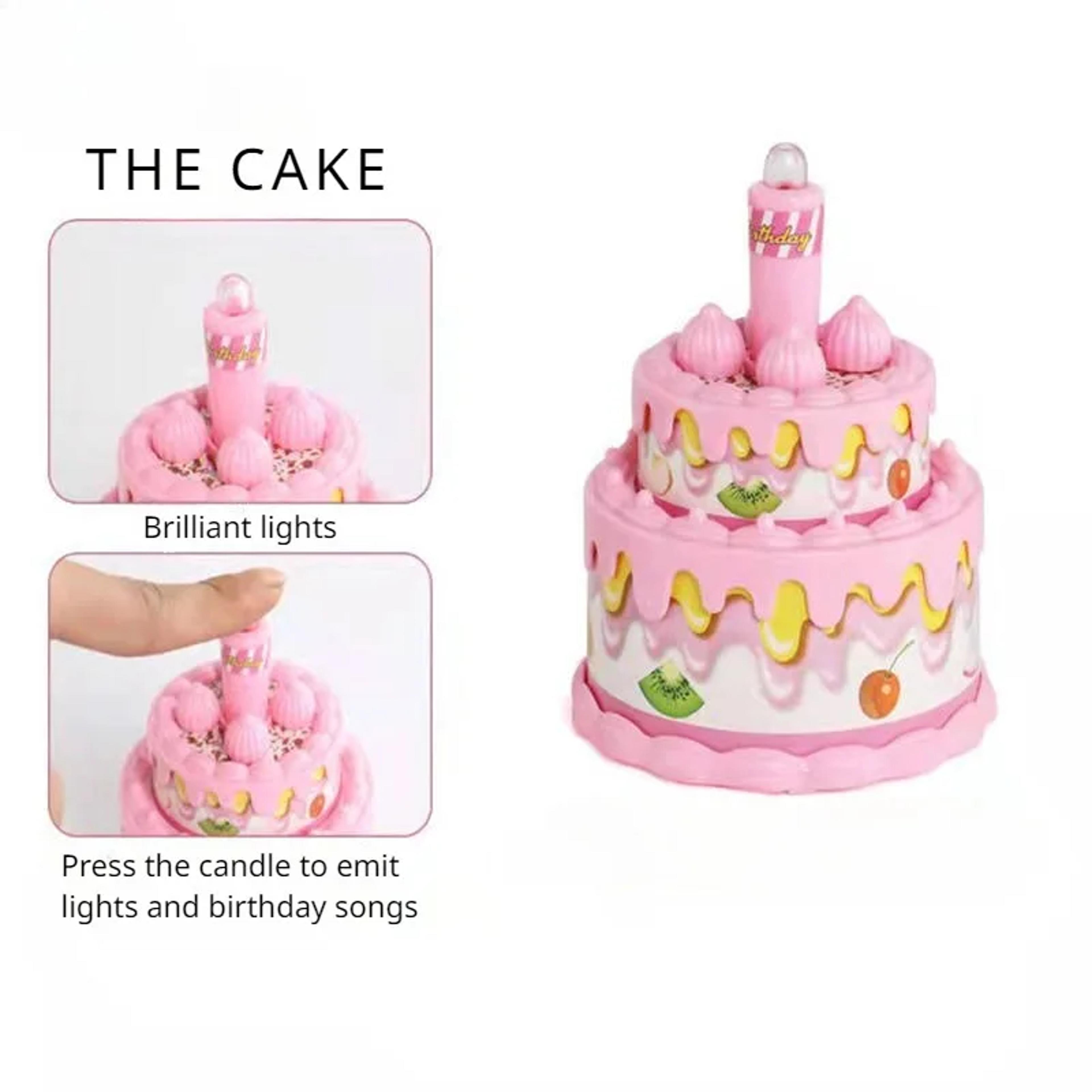 Pretend Play Birthday Cake Toy With Music  Lights Dessert Toy Gift For Toddlers Princess Tea Time K 1