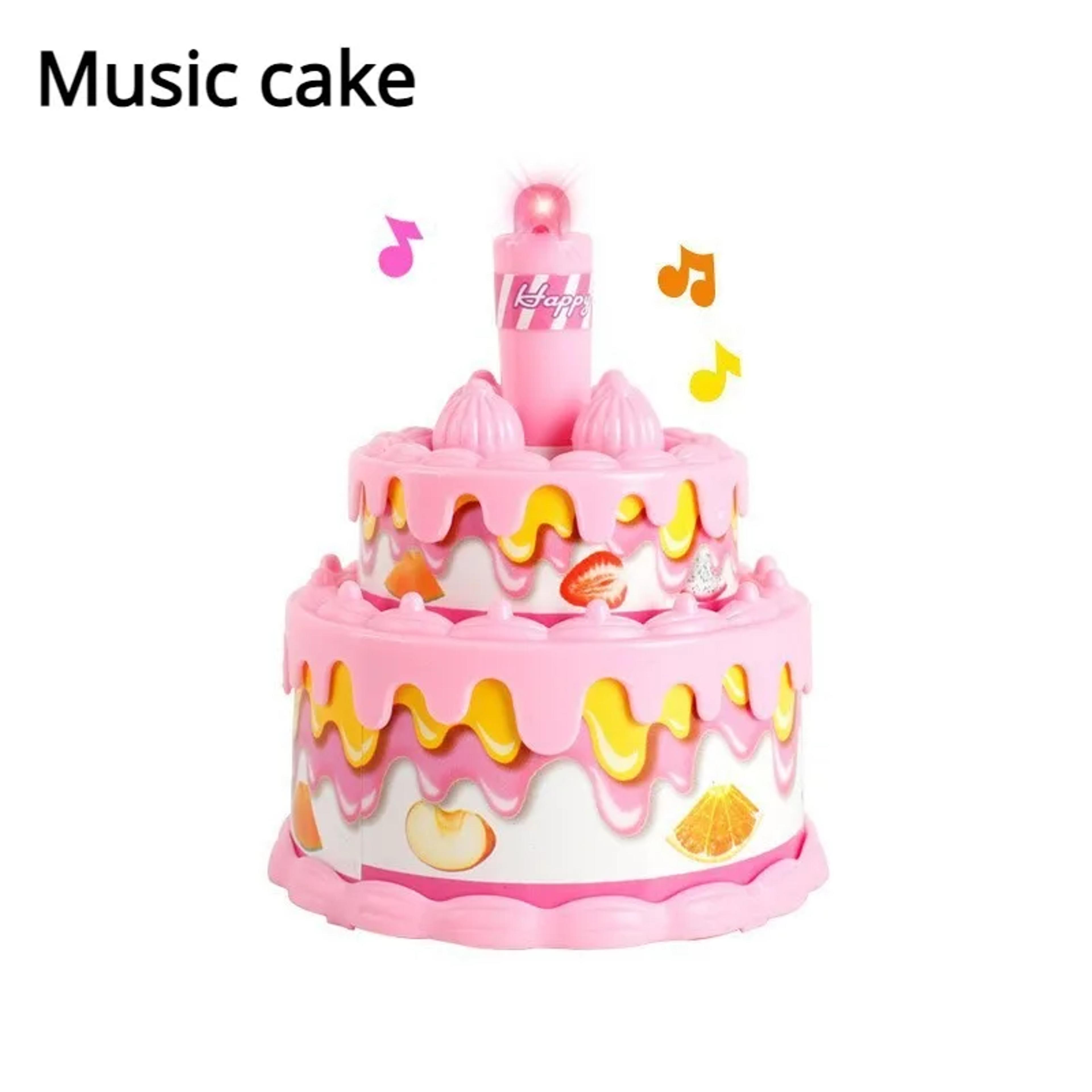 Pretend Play Birthday Cake Toy With Music  Lights Dessert Toy Gift For Toddlers Princess Tea Time K 5