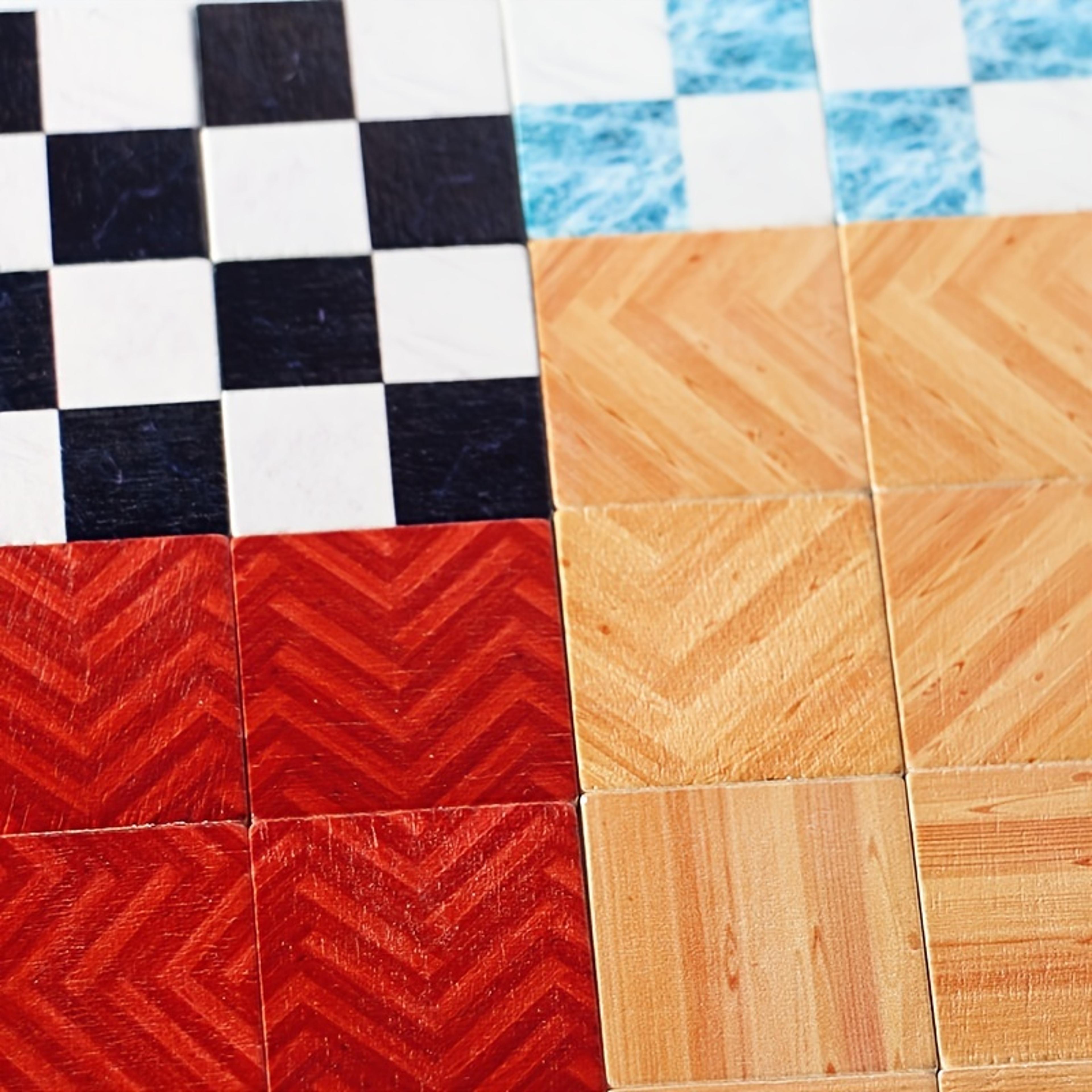 Miniature Dollhouse Flooring Solid Wood Floor Tiles For Scale DIY Dollhouse Accessories 0