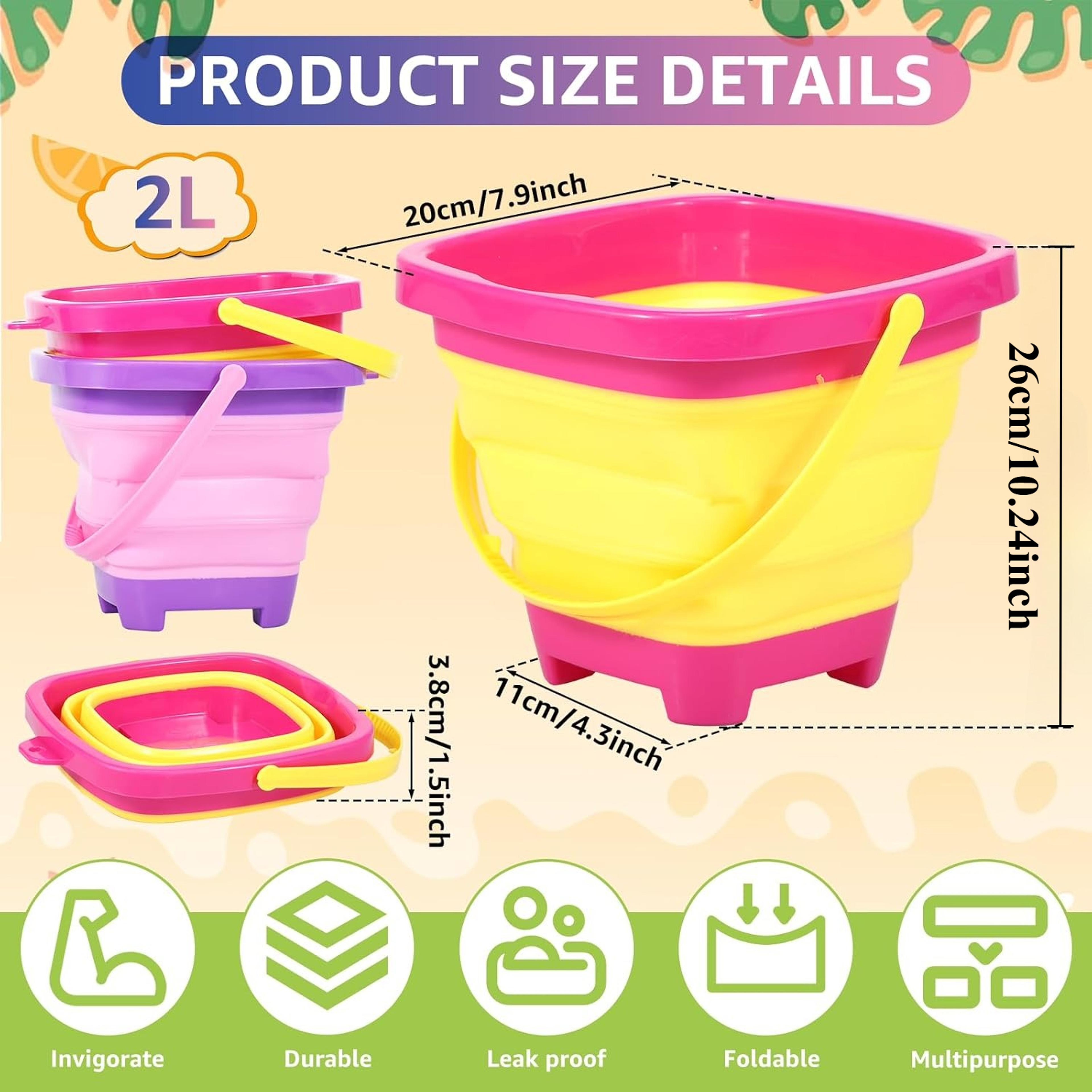 Foldable Silicone Beach Bucket For Kids  Portable Collapsible Sand Toys For Summer Fun 1