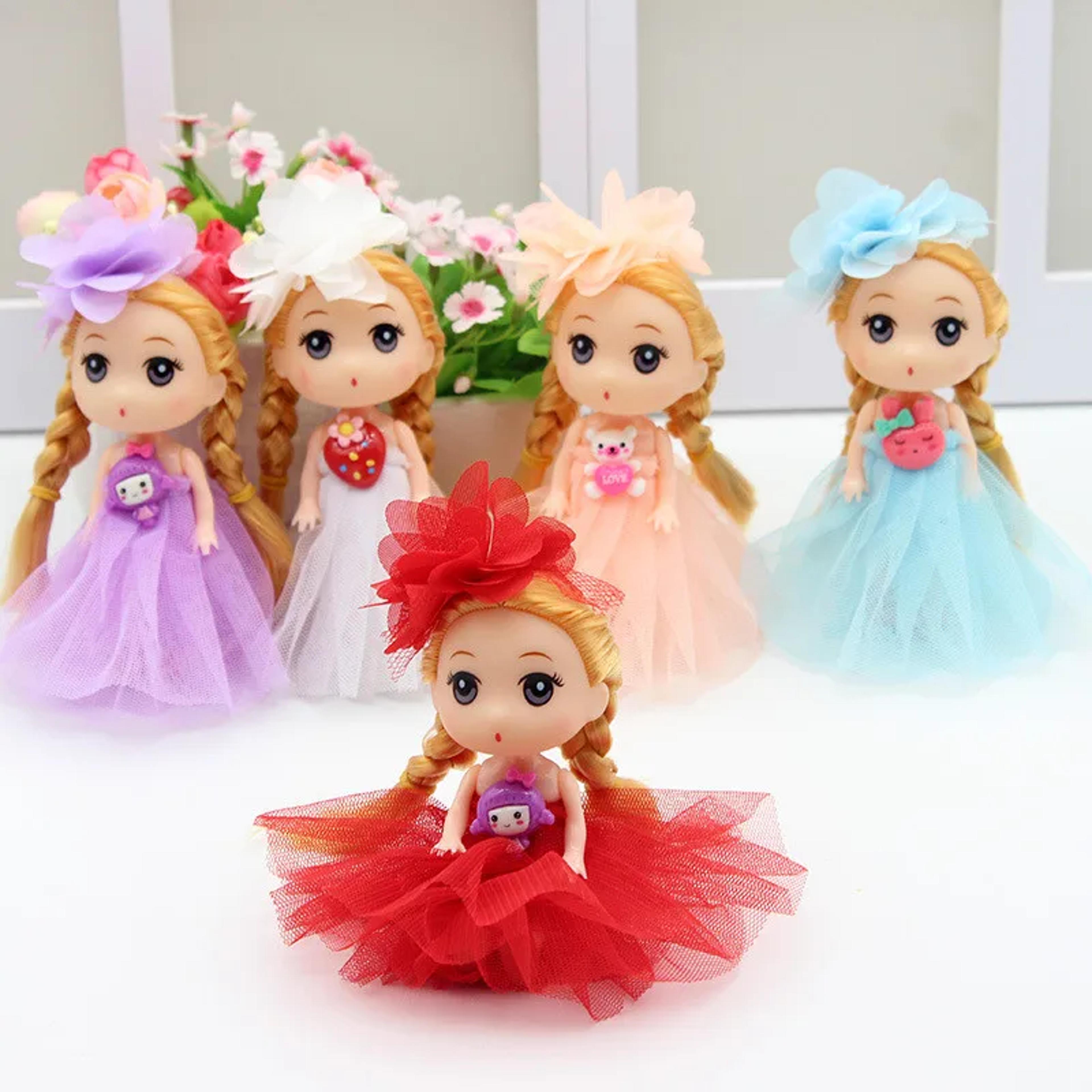 cute confused wedding dress doll – mini princess dolls for girls, dollhouse key pendant, christmas gift