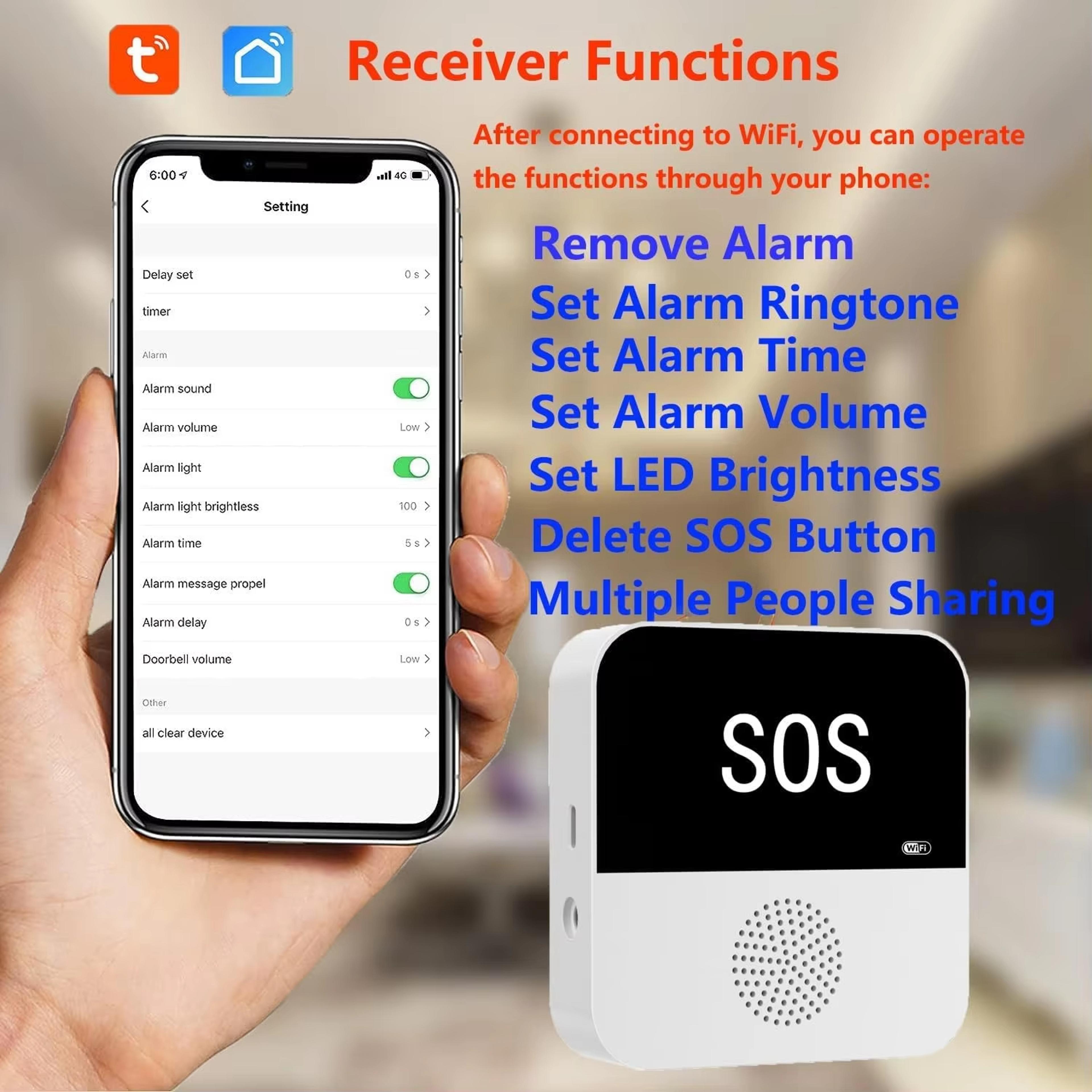 Smart WiFi SOS Call Button For Seniors  Caregivers  Wireless Emergency Alert System 1