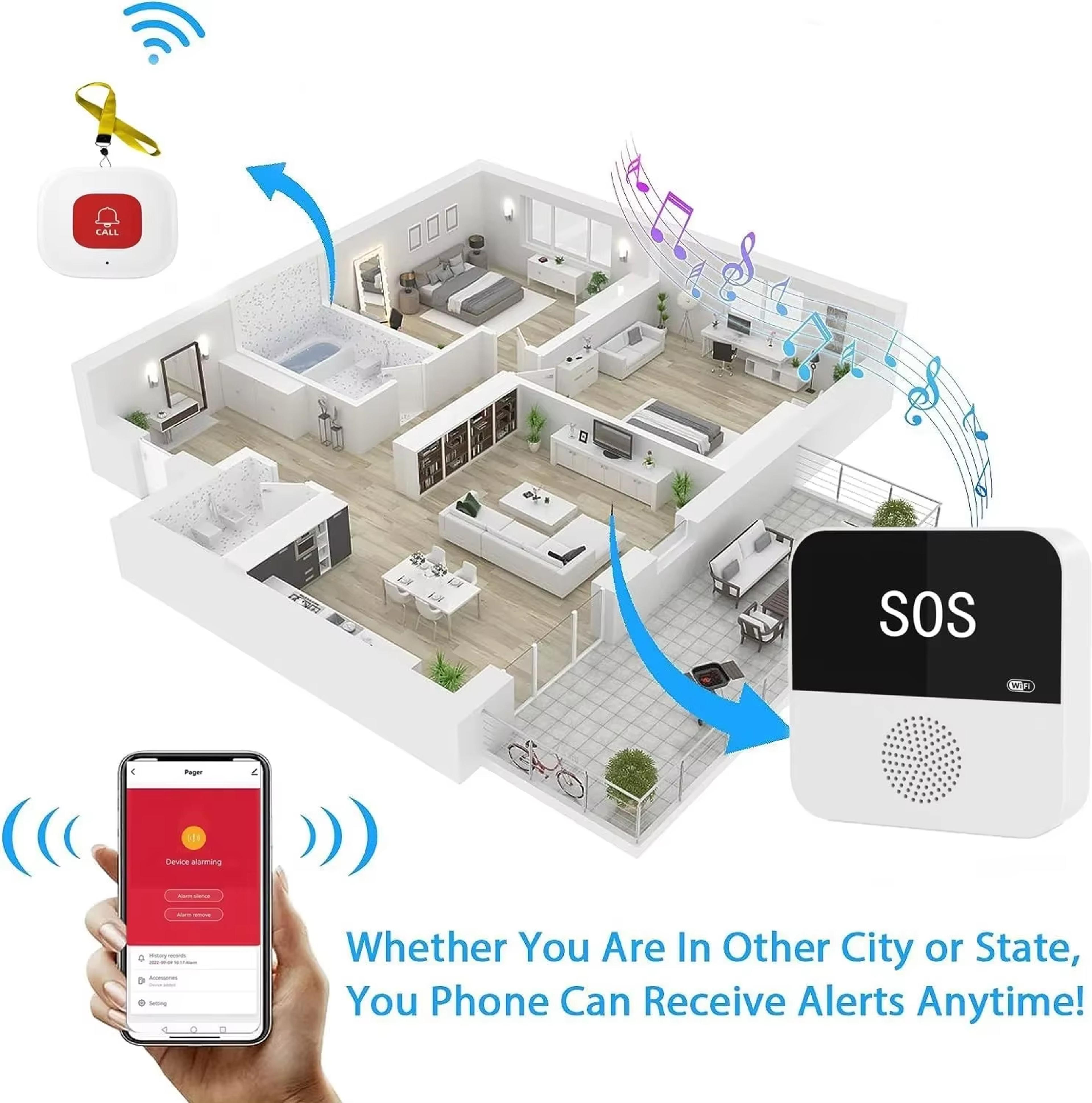 Smart WiFi SOS Call Button For Seniors  Caregivers  Wireless Emergency Alert System 3
