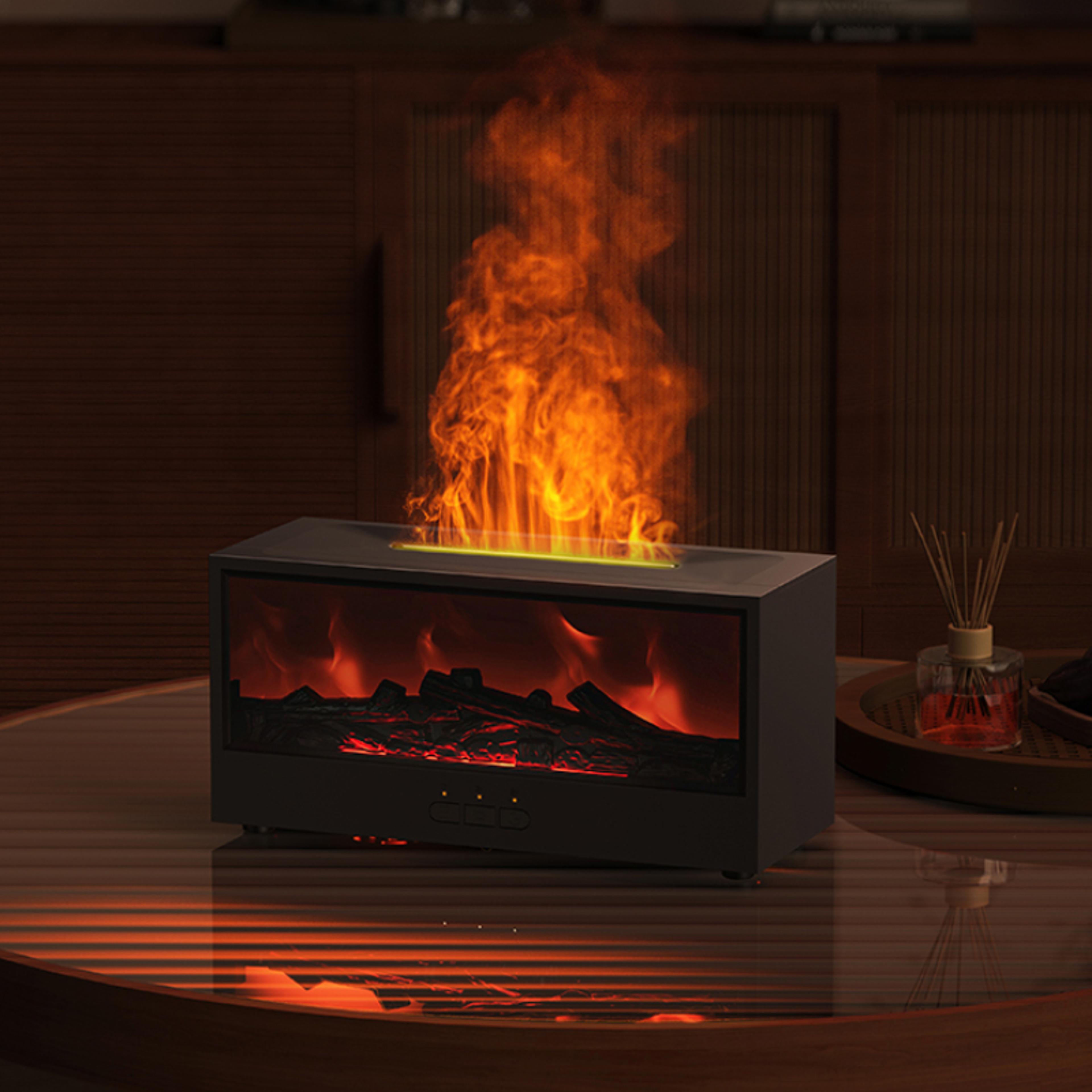 Aroma Diffuser Humidifier With Essential Oils LED Light  Remote Control  Simulated Fireplace Air Fr 5