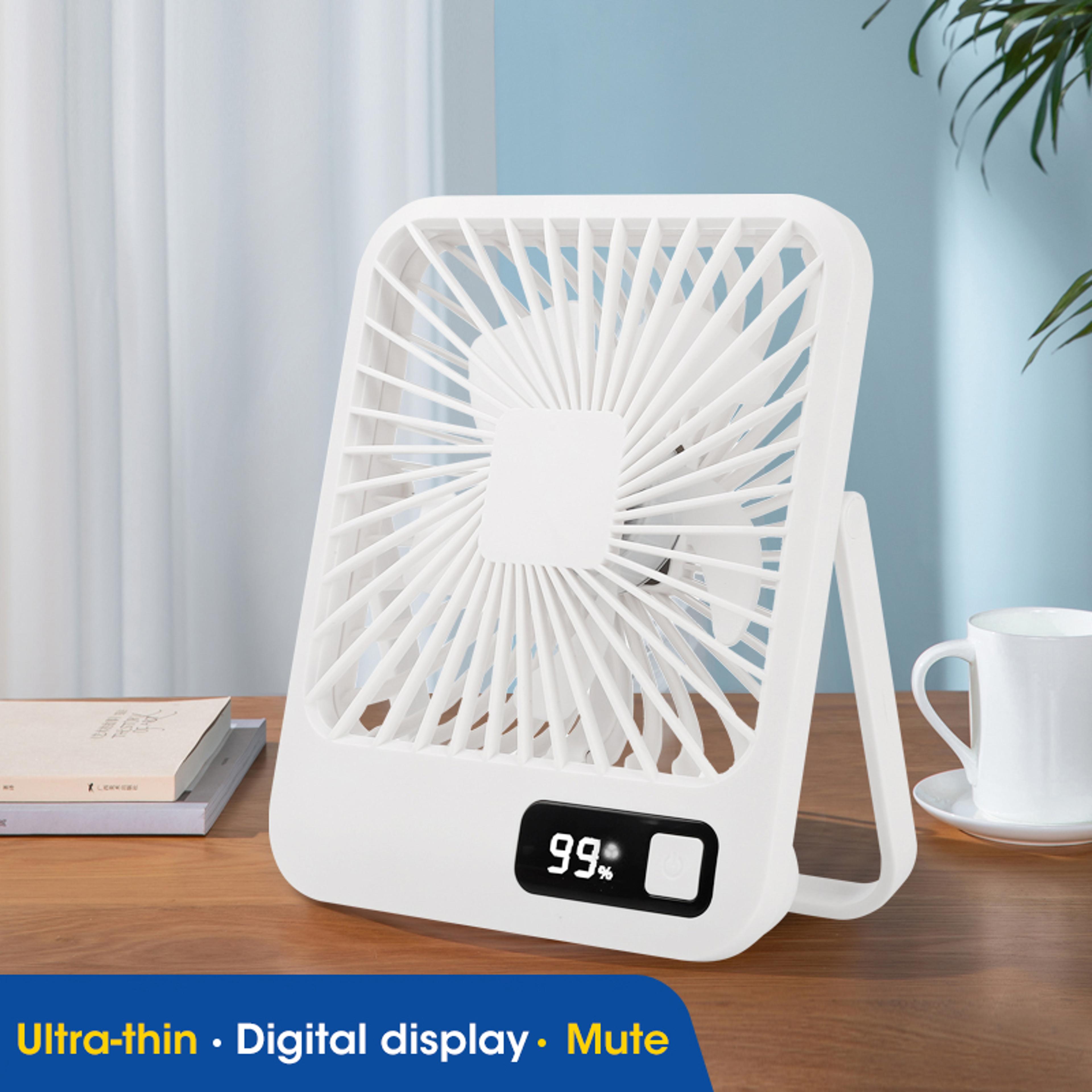 Rechargeable Foldable Desktop Fan With LED Display  Quiet Powerful FiveSpeed Adjustable With TypeC  6