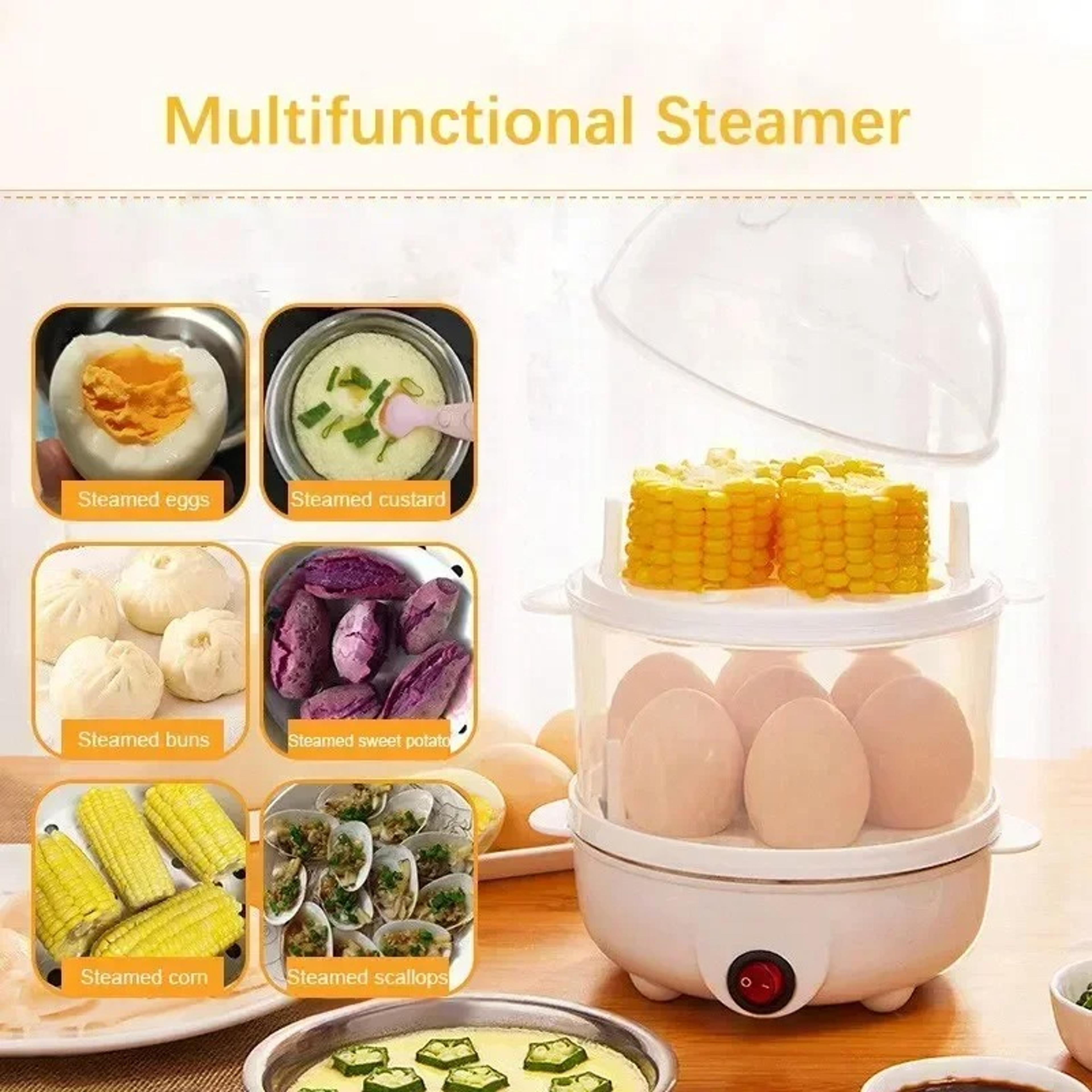 Dual Layer Electric Egg Steamer For Poached Boiled Eggs  Veggies  Fast Efficient Kitchen Breakfast  1