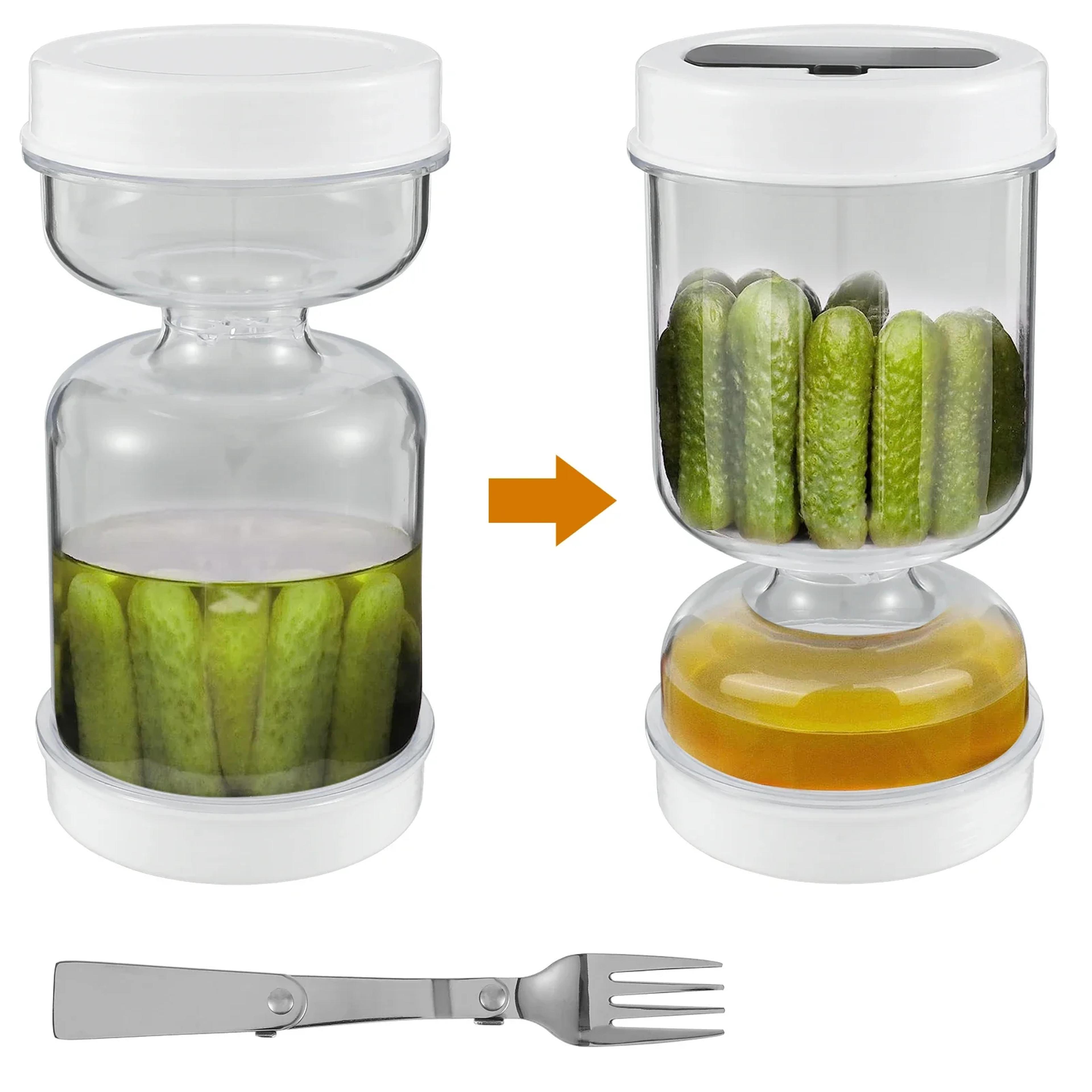 Pickle Container With Fork  Leakproof Airtight Wet And Dry Separation Food Storage 0