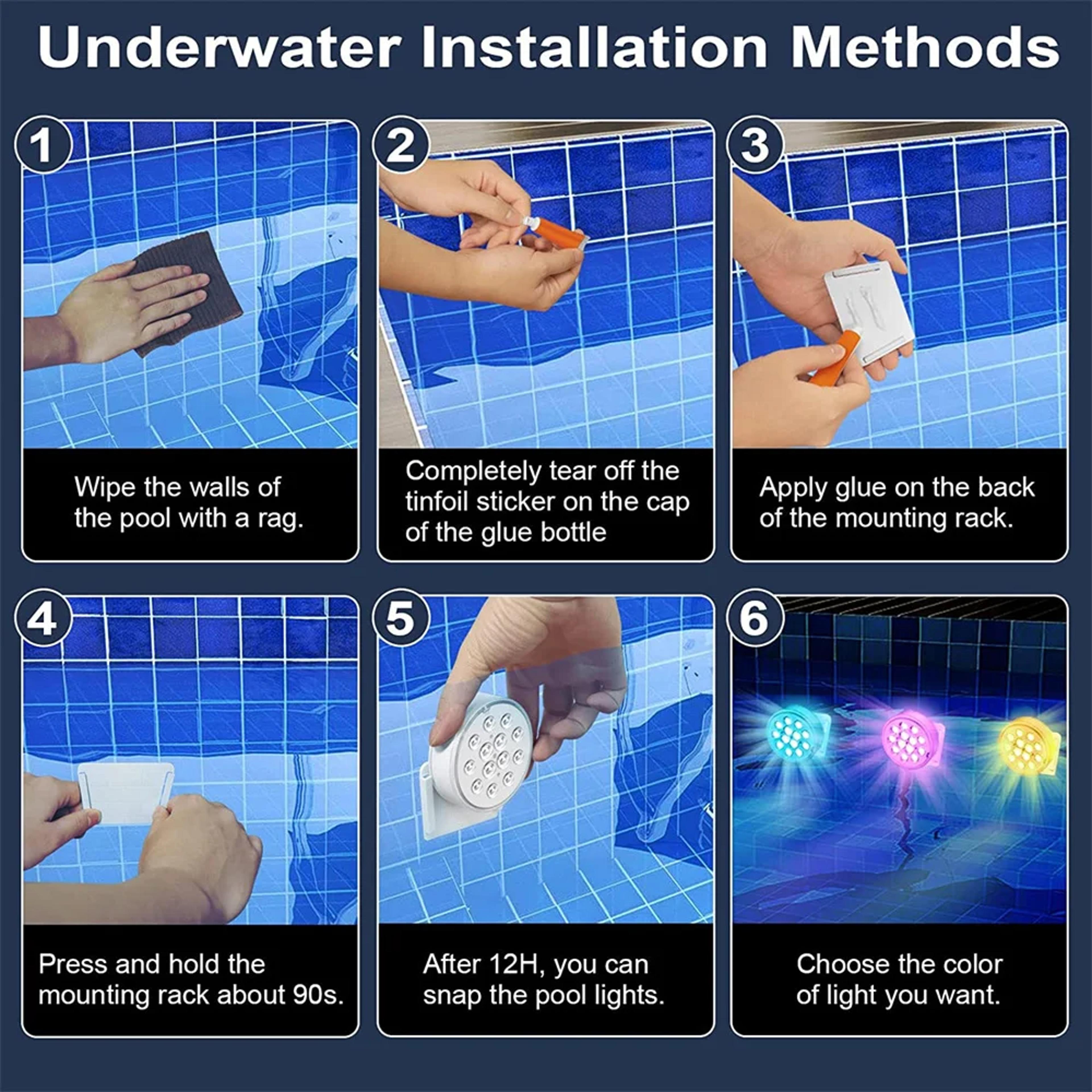 USB Rechargeable Pool Lights With Remote  Waterproof Submersible LED Pond Lights For Inground Pool