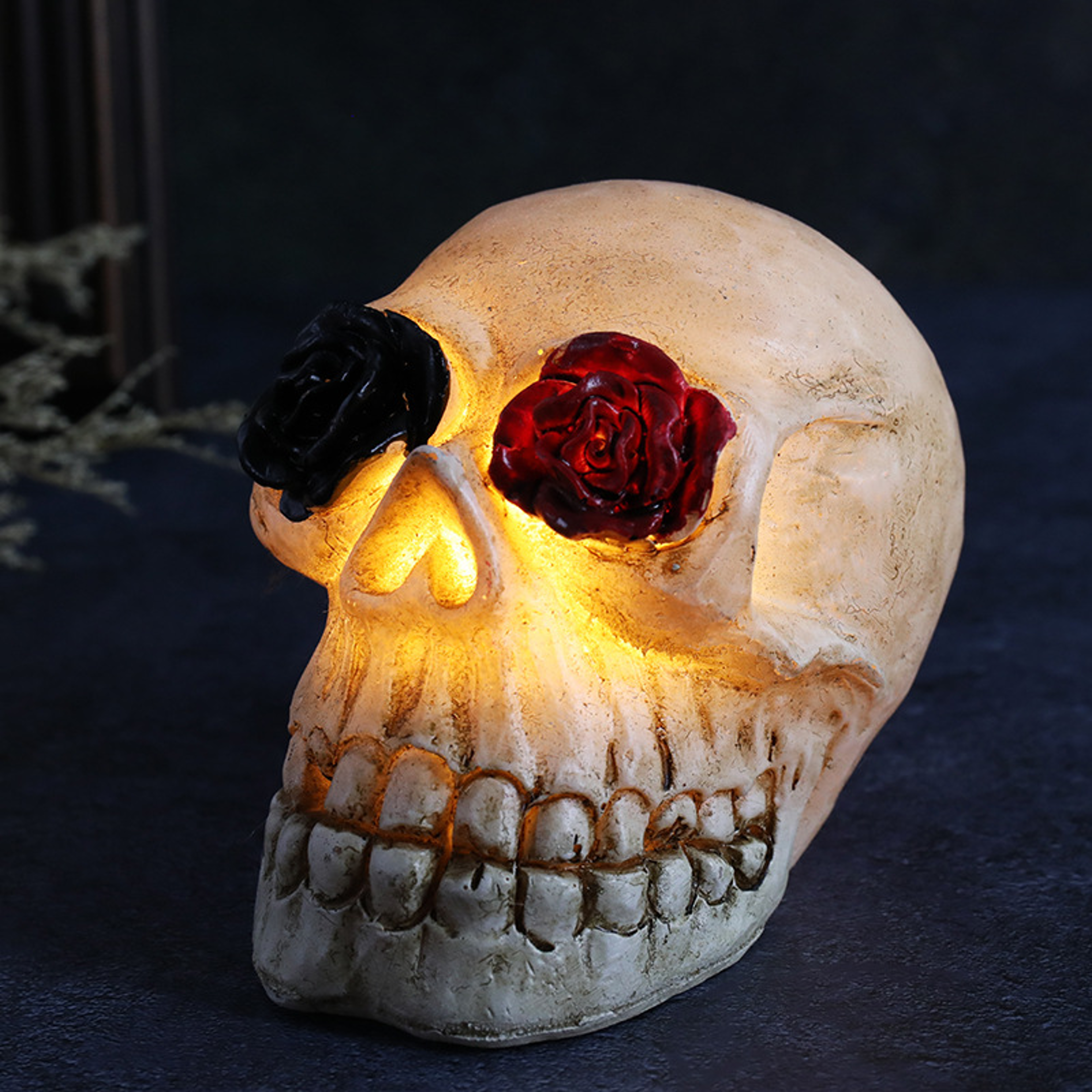 Halloween Rose Skull Resin Lights  Spooky HorrorThemed IndoorOutdoor Lawn Decor 6