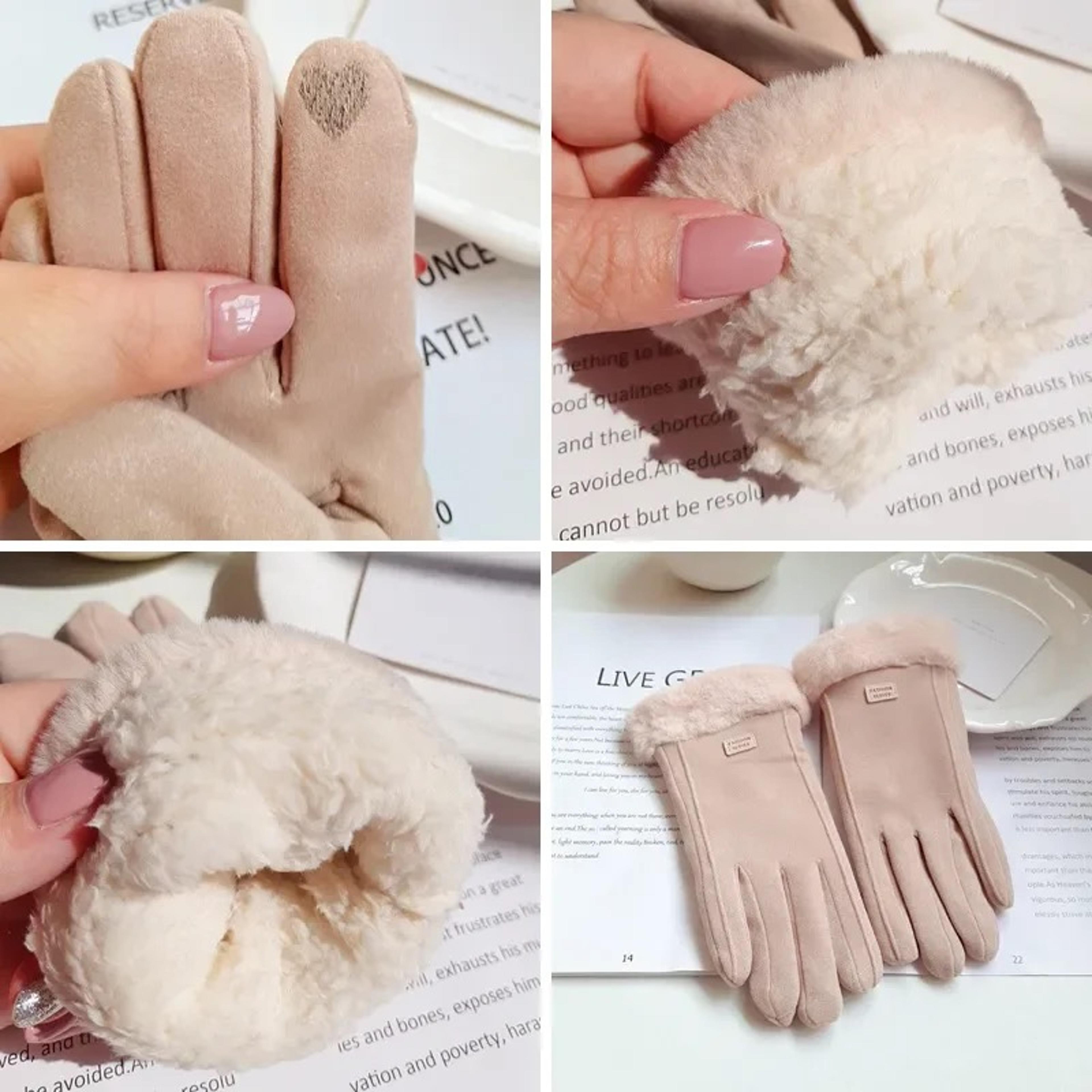 Women Winter Plush Gloves  Warm Suede Touchscreen Driving  Cycling Mittens 1