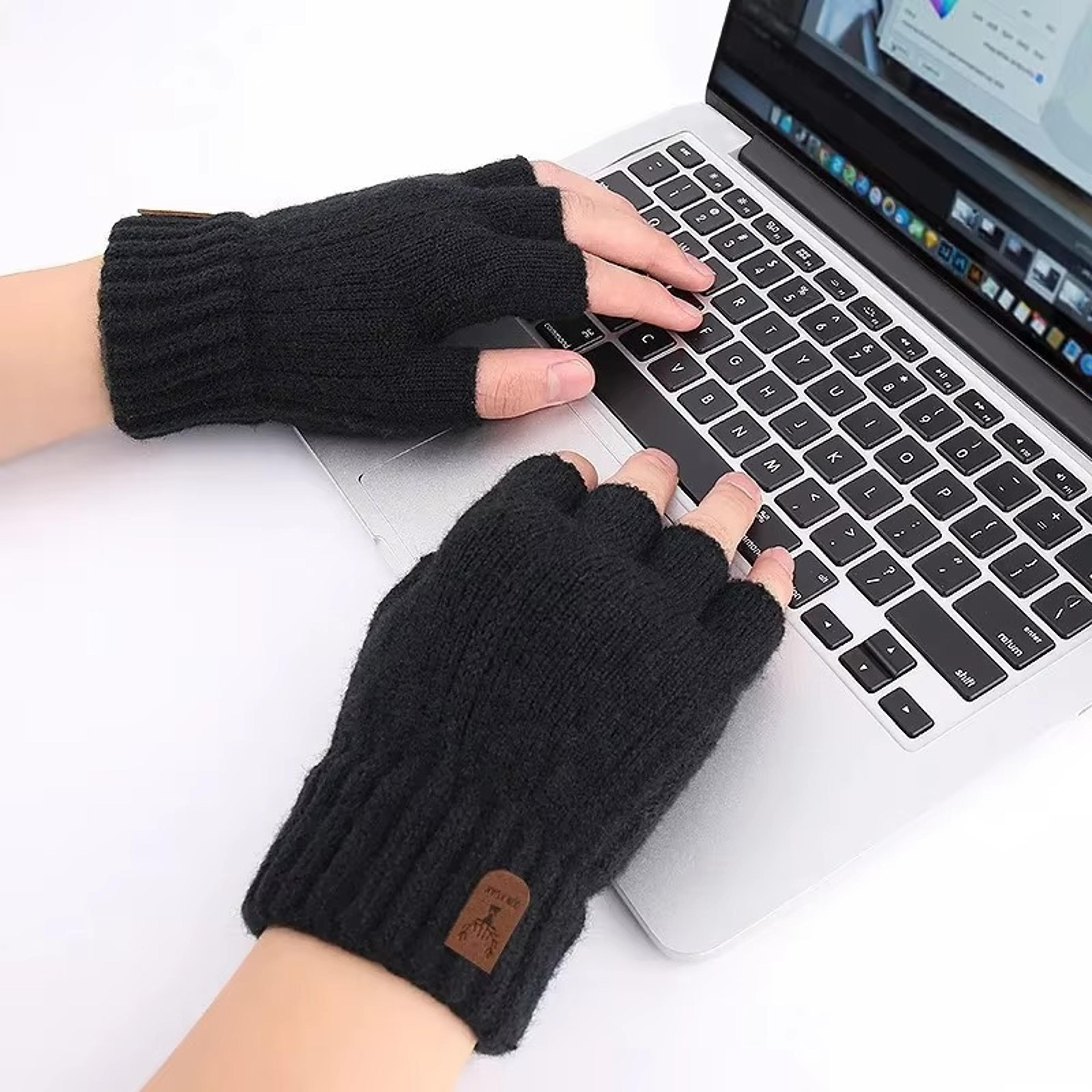 Winter Half Finger Alpaca Wool Gloves For Office Cycling  Driving 5
