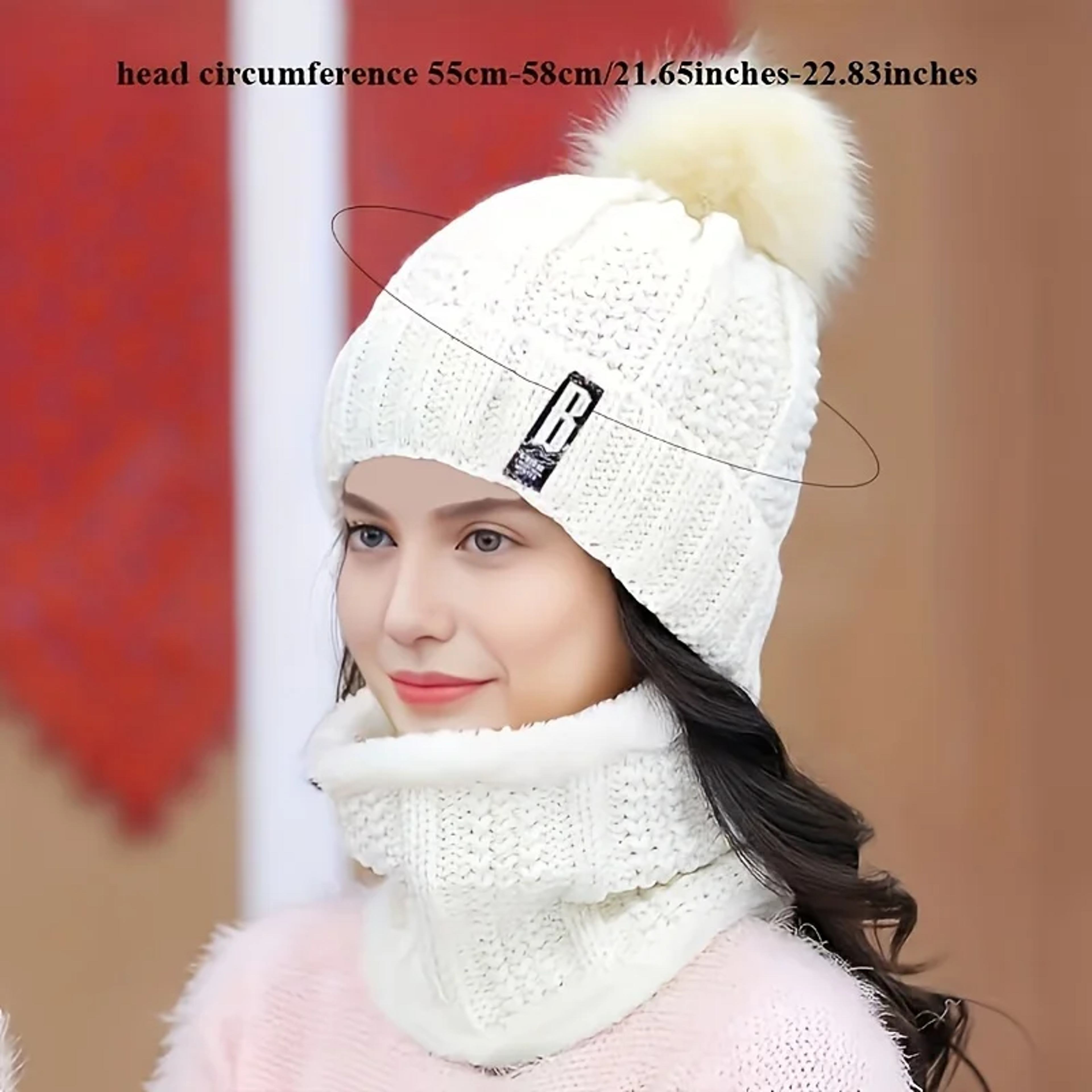 Winter Warm Knit Hat Set  Plush Windproof  Thick Casual Hat For Cold Weather 6