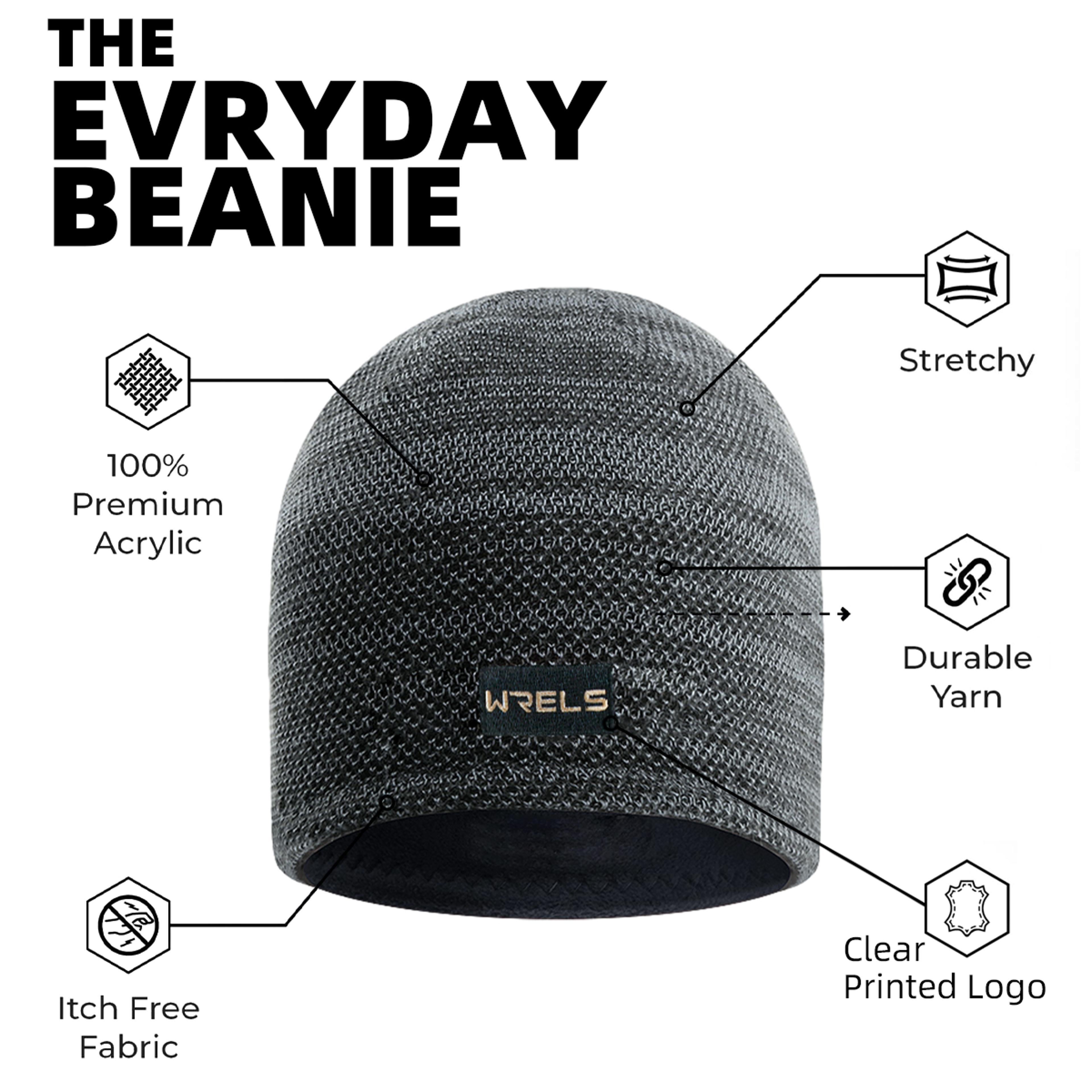 WRELS DoubleSided Knitted Pullover Beanie Hat  Warm Thickened Windproof  SunProof Elastic Cycling   2