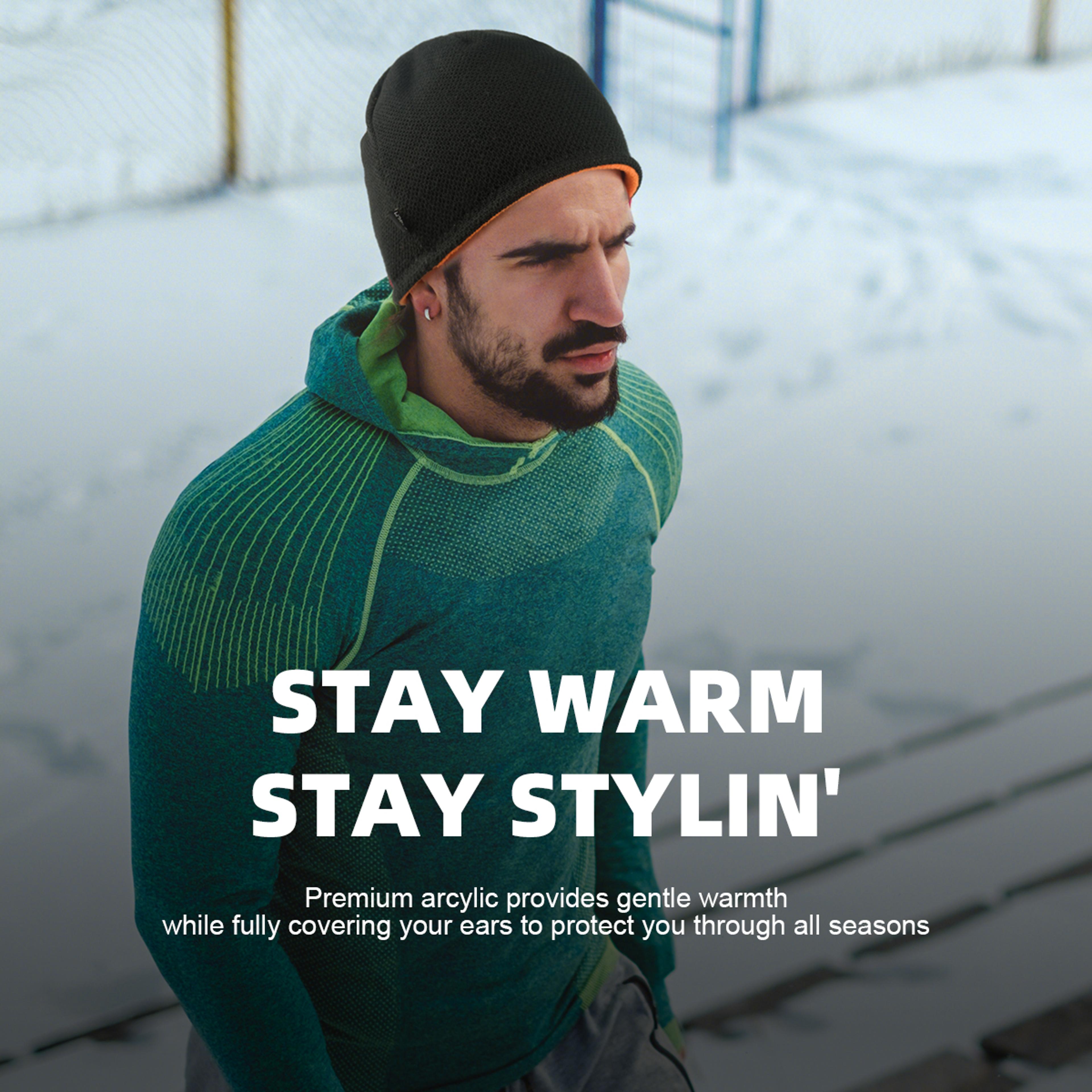 WRELS DoubleSided Knitted Pullover Beanie Hat  Warm Thickened Windproof  SunProof Elastic Cycling   4