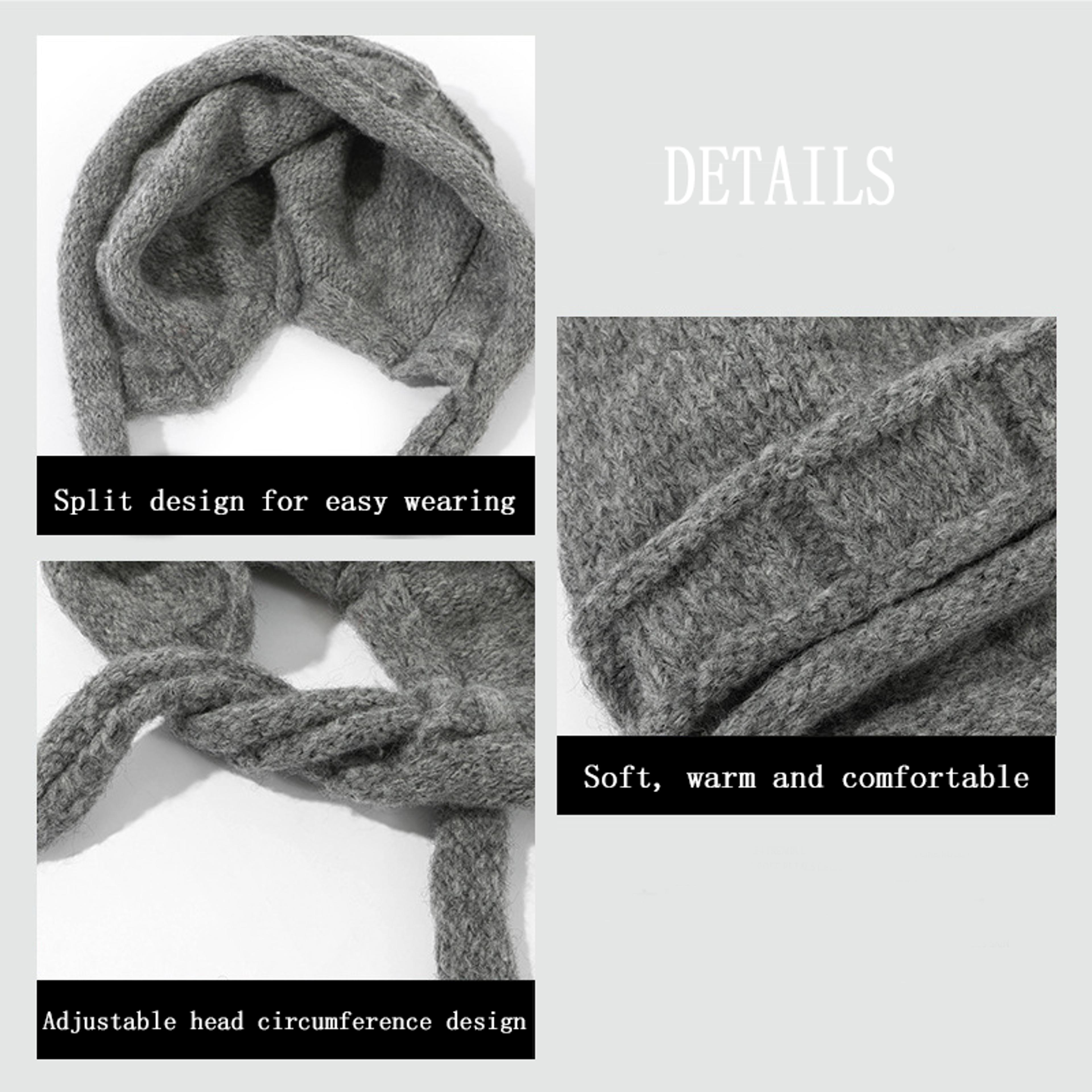 Windproof Knitted Cap With Ear Flaps For Women  Warm Bomber Hat For Winter Protection 2