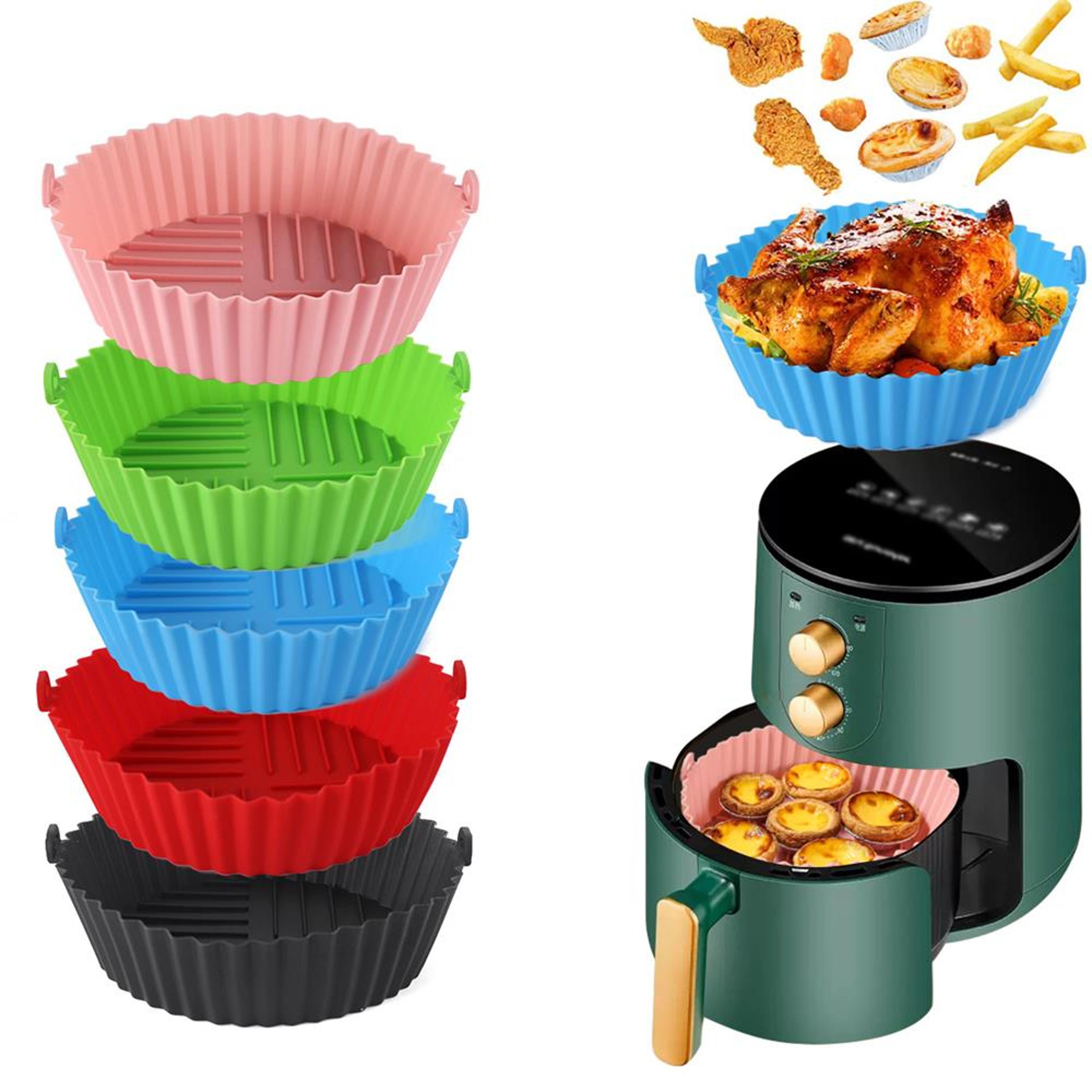 Silicone Air Fryer Baking Tray Mat HighTemperature Resistant Foldable  Food Grade With Double Ear H 0