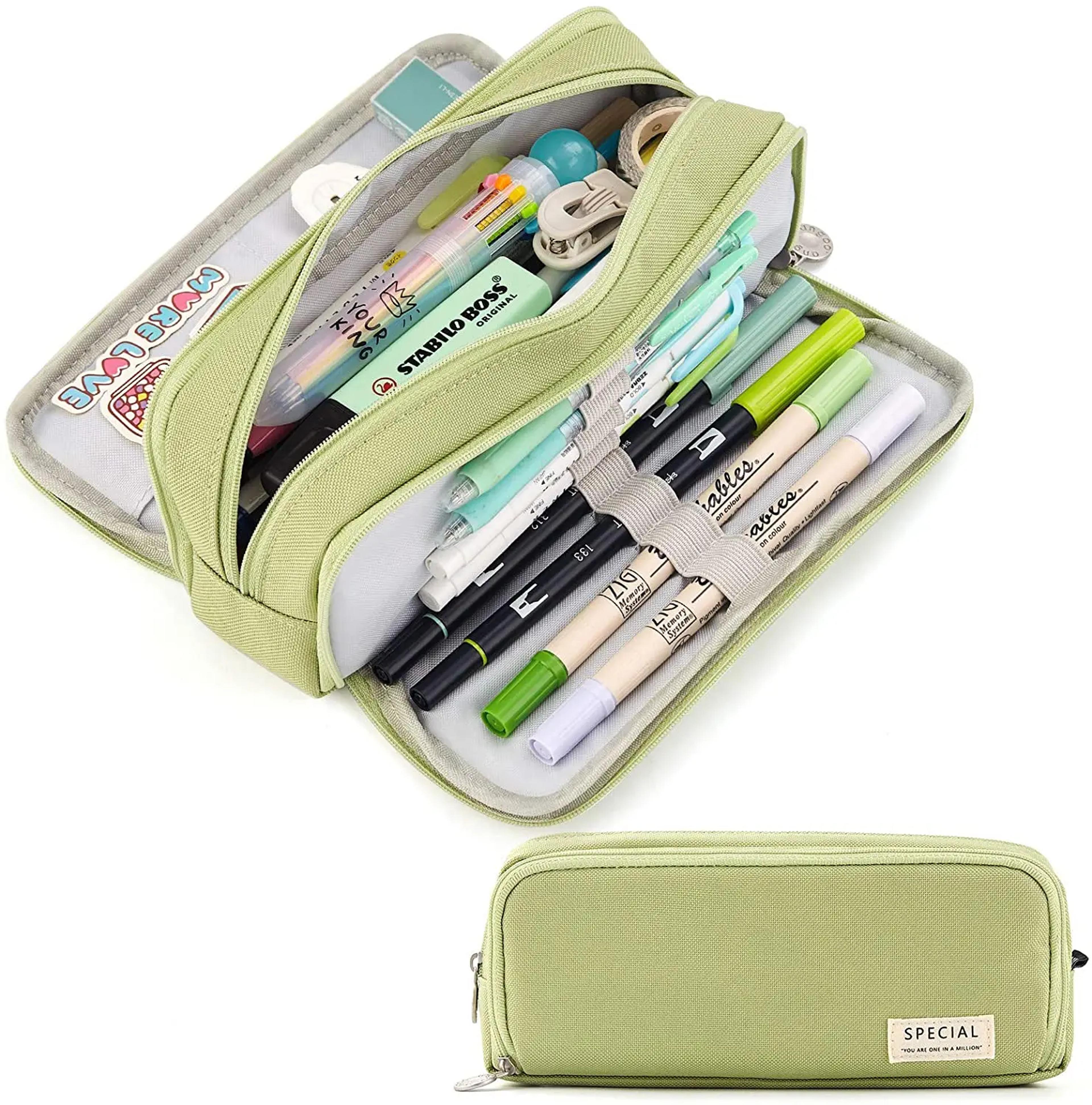 Large Storage Pencil Case Compartment Bag With DoubleSide Open Design Student Stationery Desk Organ 0