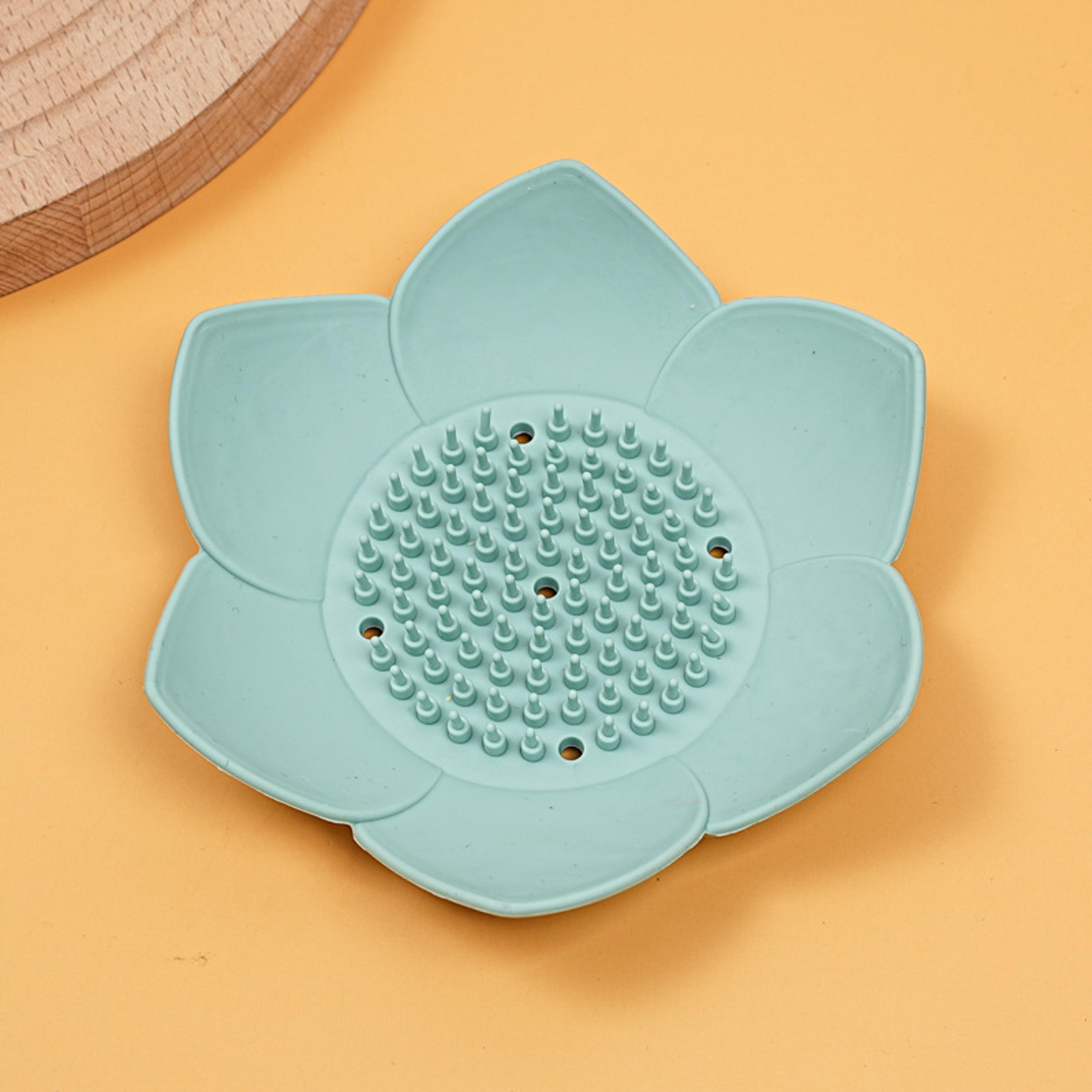 Lotus Design Silicone Soap Holder  Simple Drain Soap Box For Seamless Bathroom Storage 6