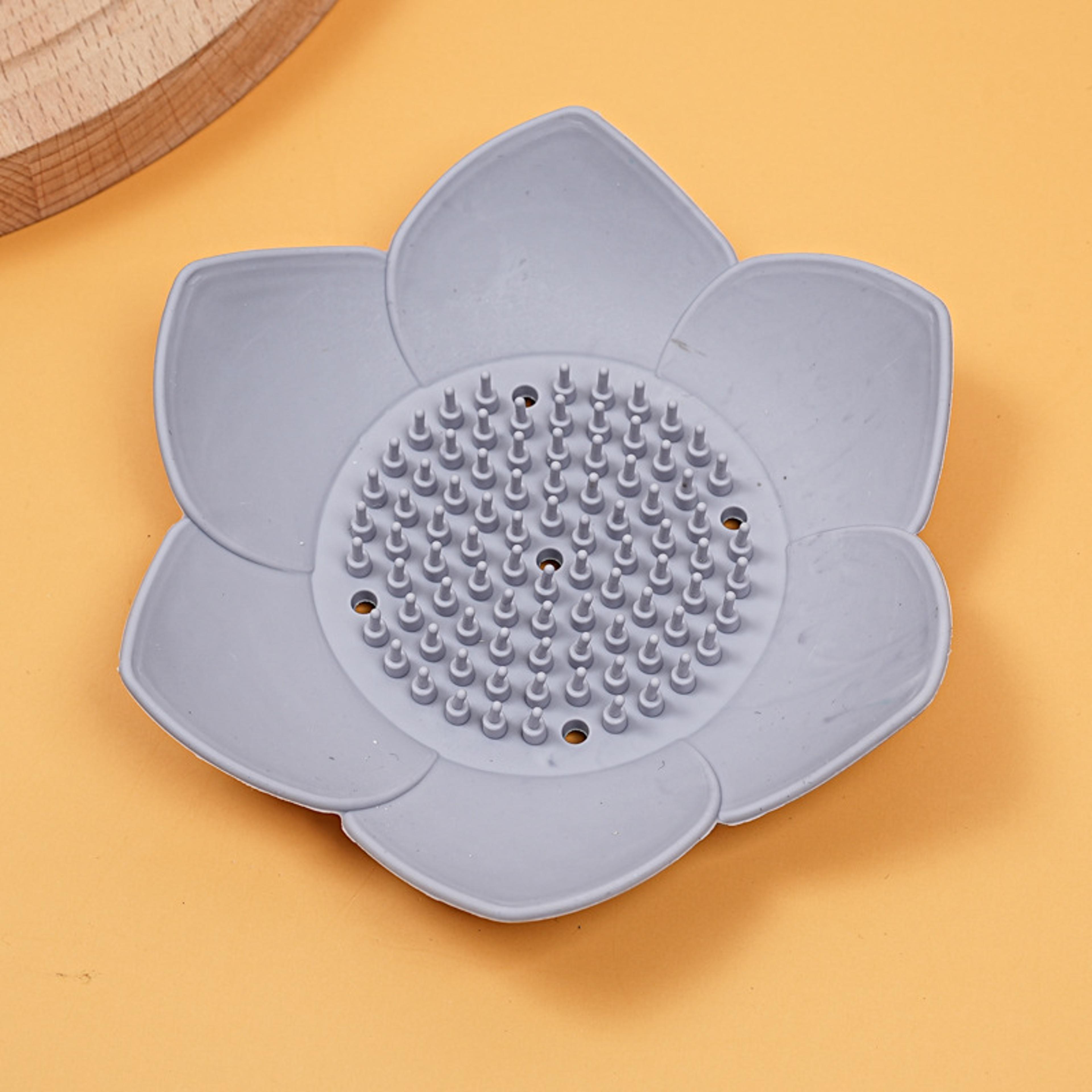 Lotus Design Silicone Soap Holder  Simple Drain Soap Box For Seamless Bathroom Storage 10
