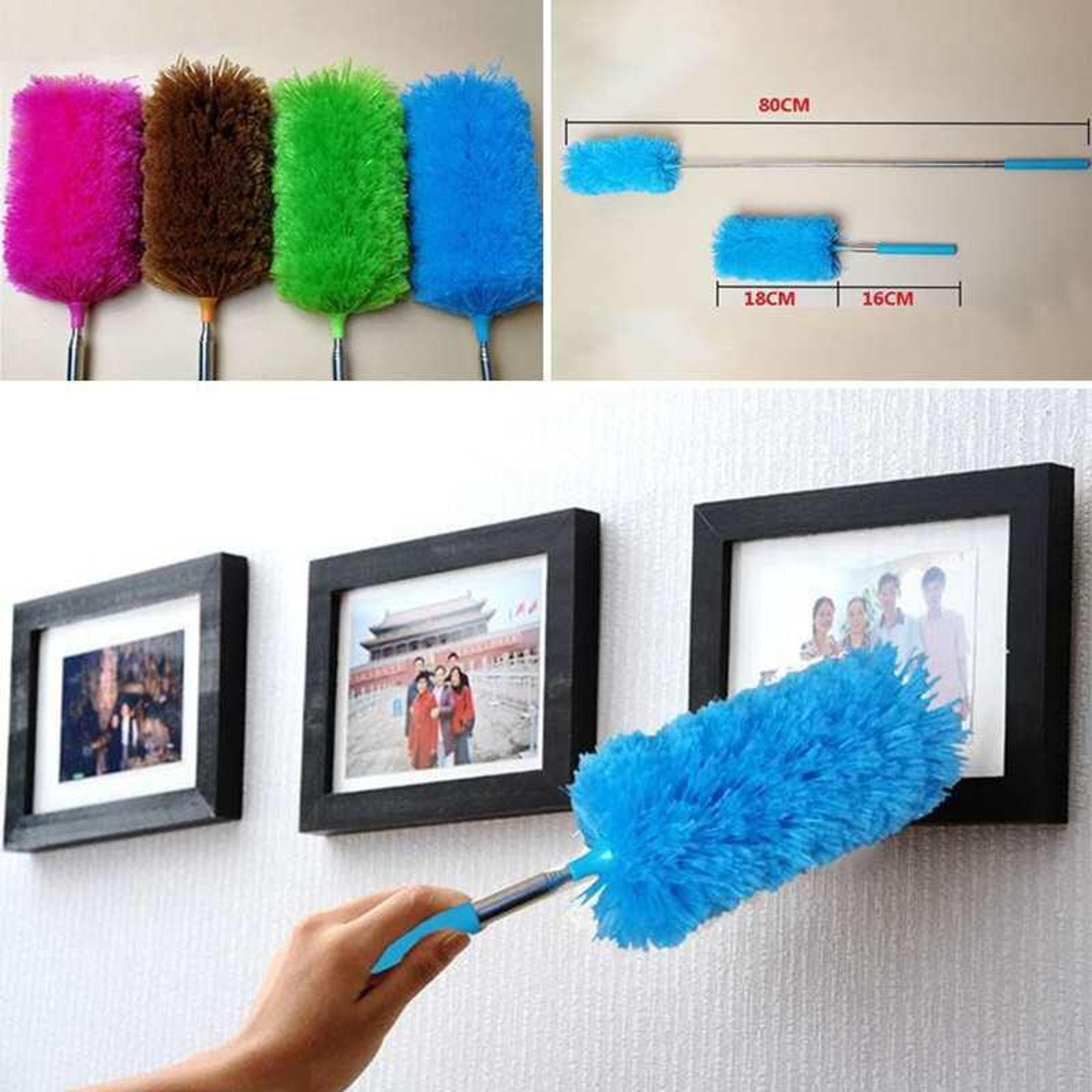 Telescopic Stainless Steel Feather Duster With Microfiber Cleaning Brush 3