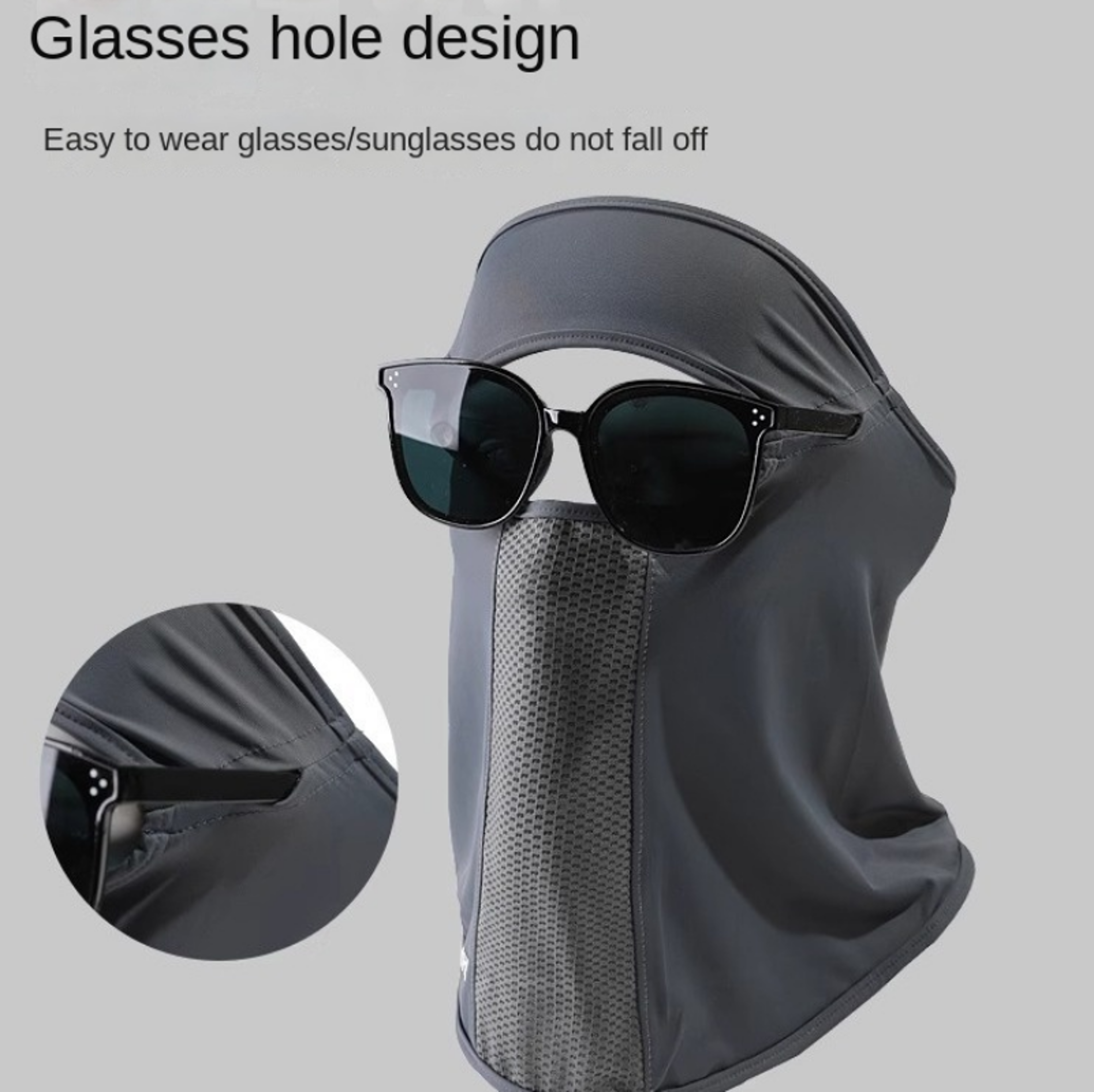 AntiUV Ice Silk Sunscreen Mask With Eyeglass Hole For Sports  Outdoor Protection 2