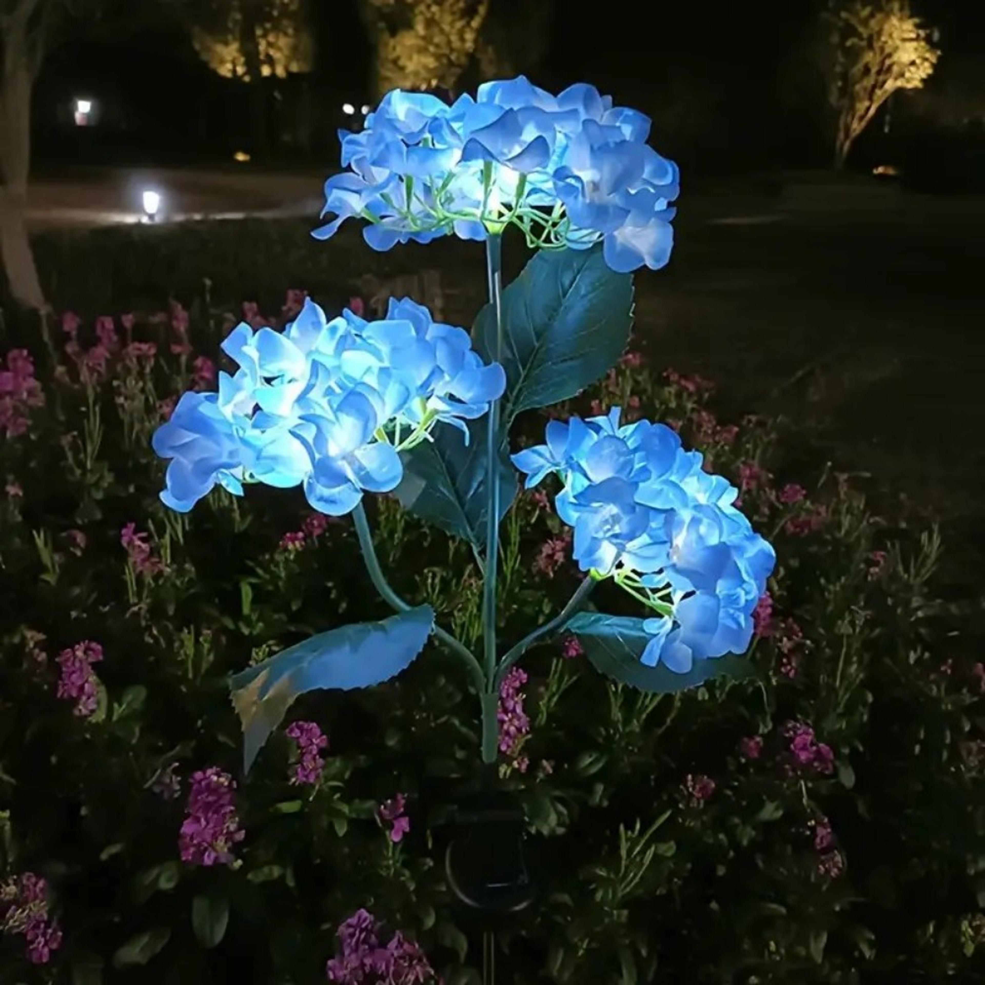 solar hydrangea flower lights - led heads for outdoor yard, garden & pathway decoration