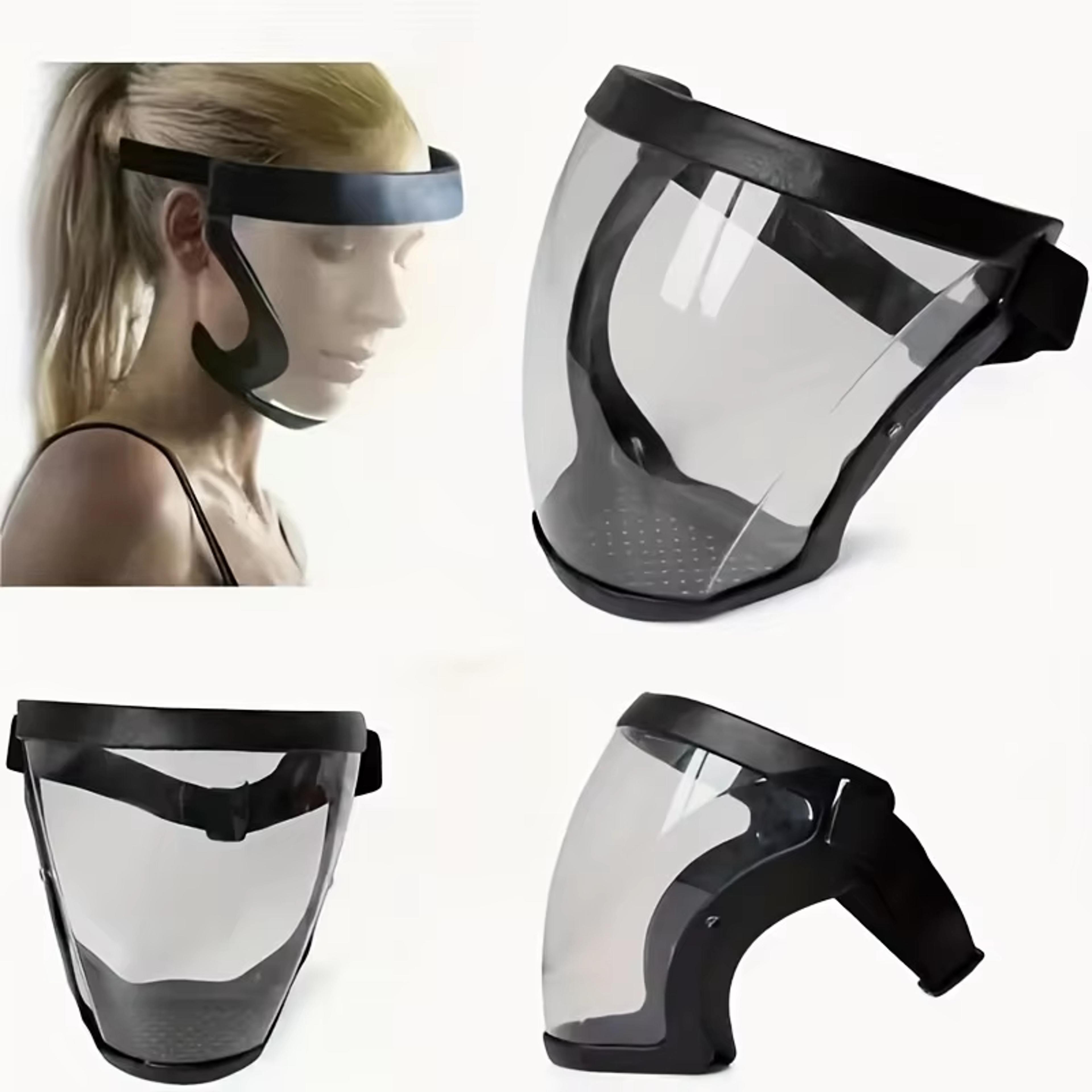 full-face transparent protection mask - reusable, heat-resistant, adjustable shield for work and outdoor safety