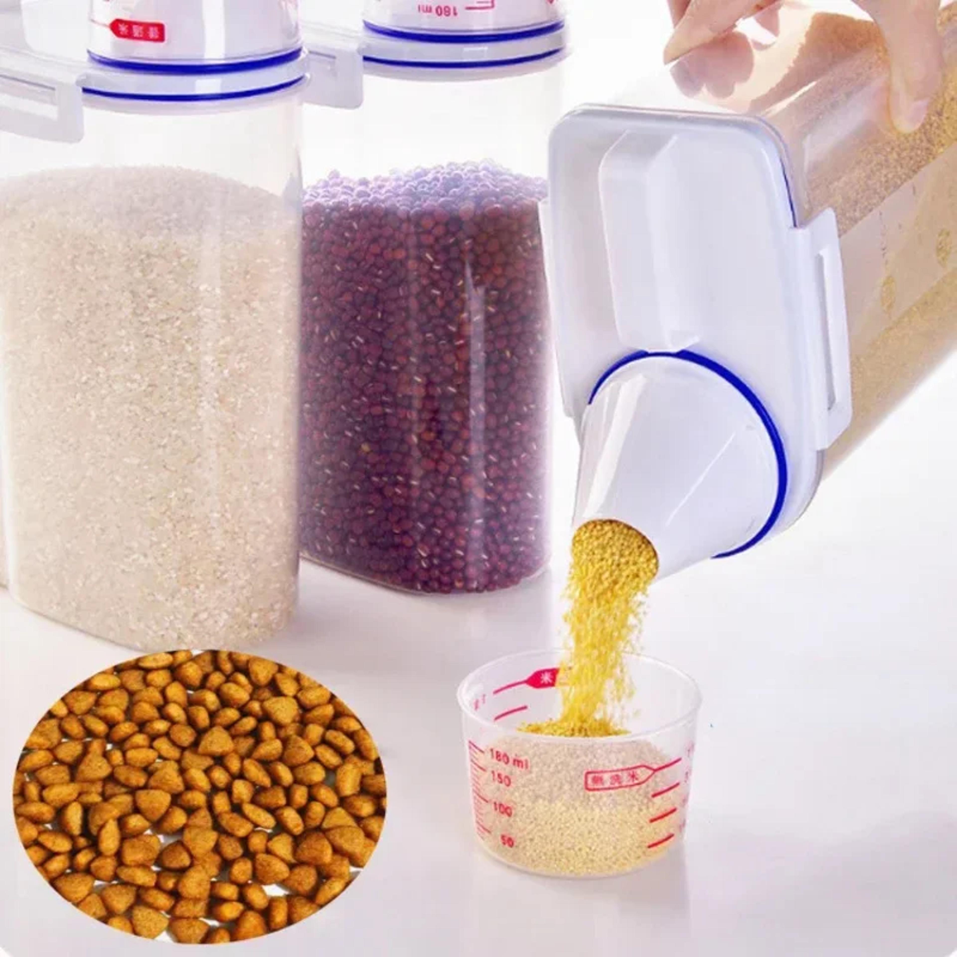 Plastic Dog And Cat Food Storage Container With Measuring Cup  MoistureProof Sealed Pail For Pet Su 3