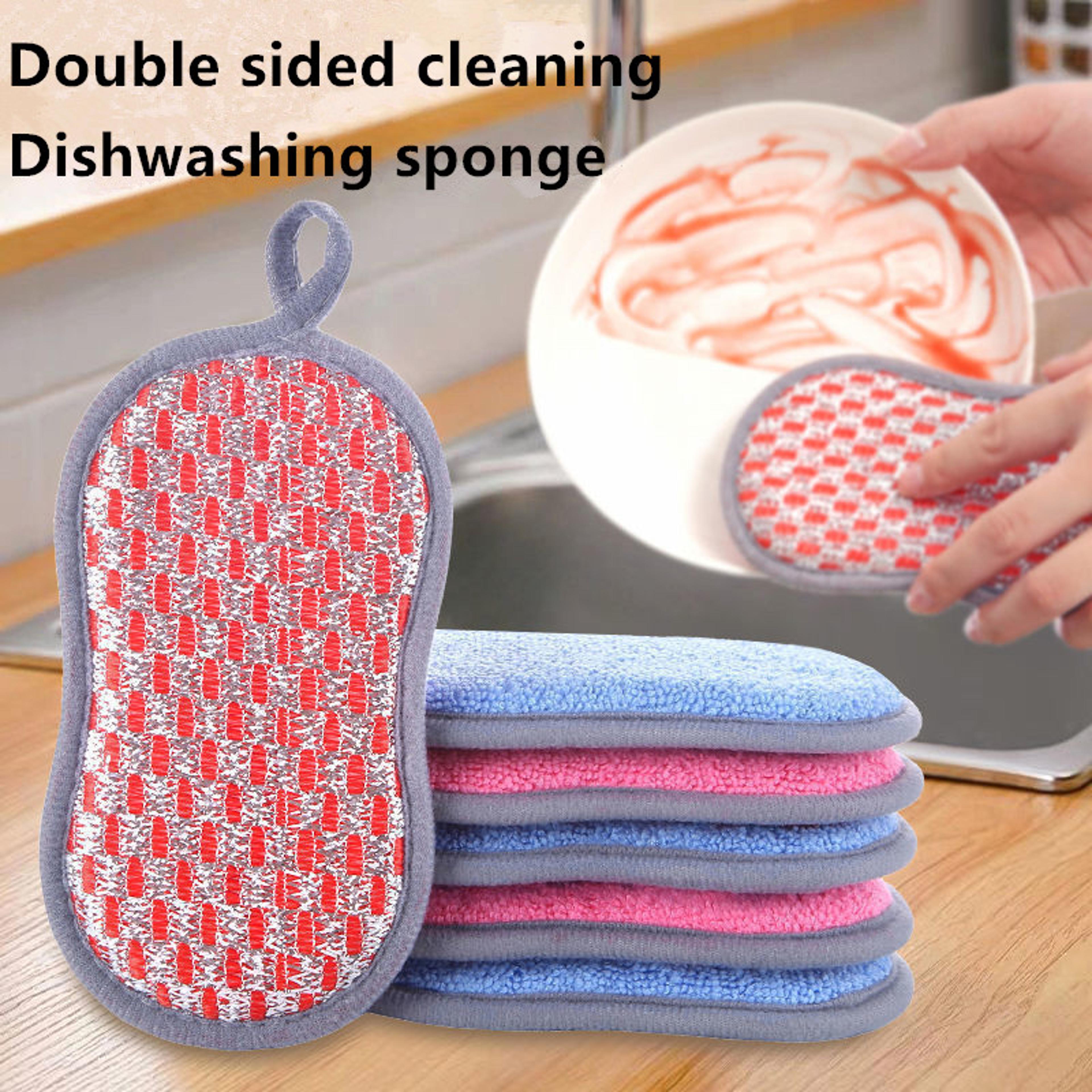 double-sided kitchen cleaning sponge scrubber for dishwashing & scouring pad