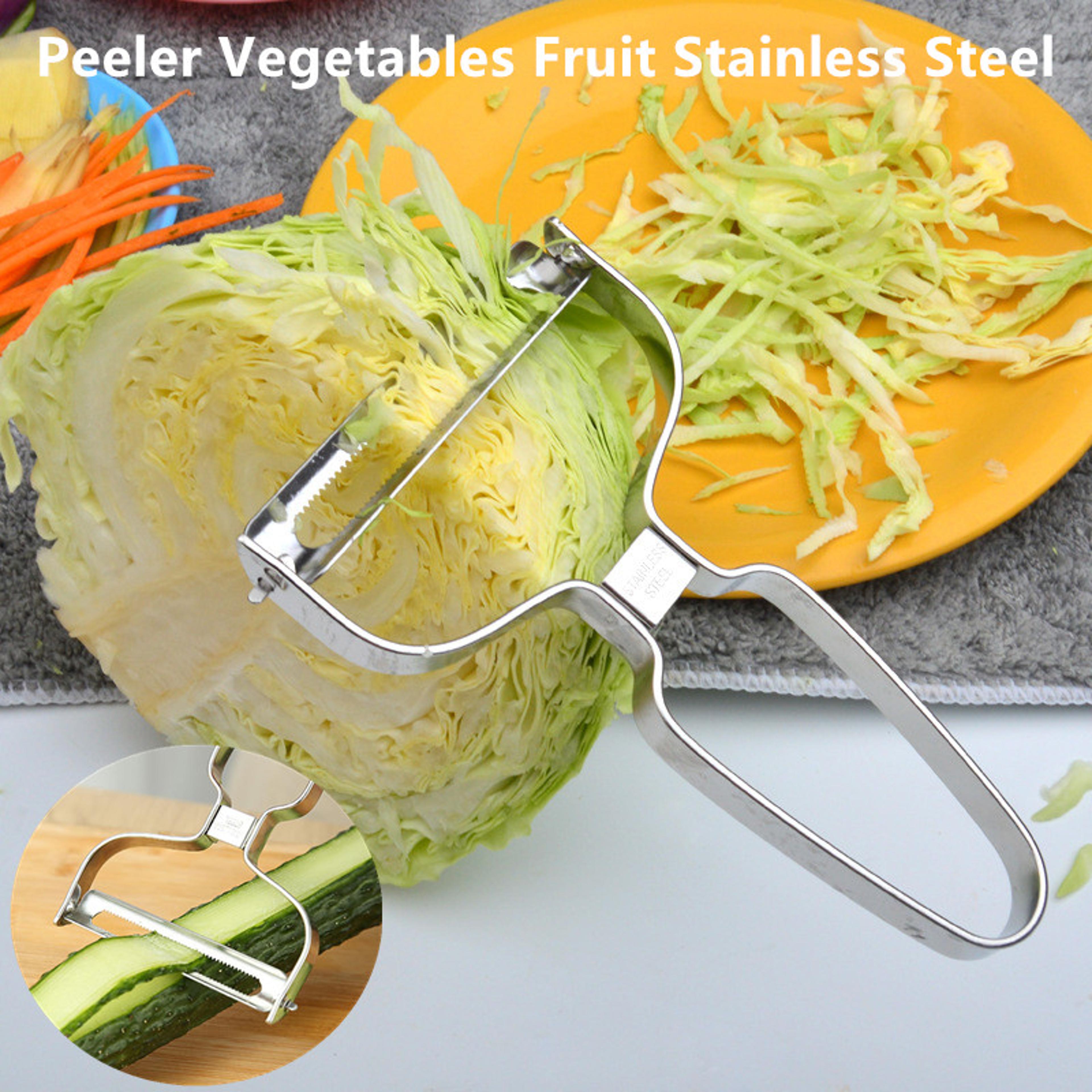 stainless steel vegetable and fruit peeler with wide mouth for efficient slicing and grating