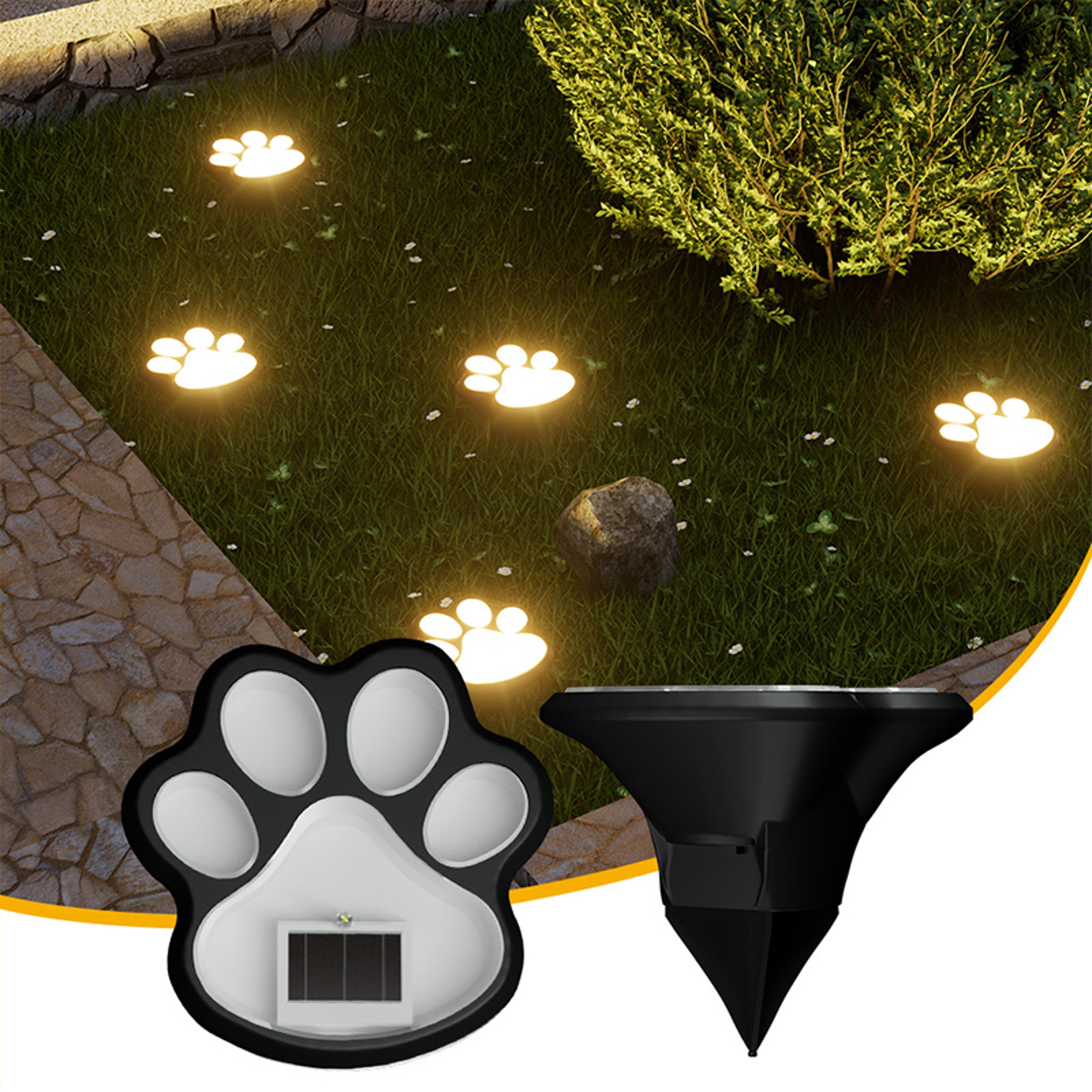 outdoor led solar light with animal paw print for garden, patio, lawn & camping decor
