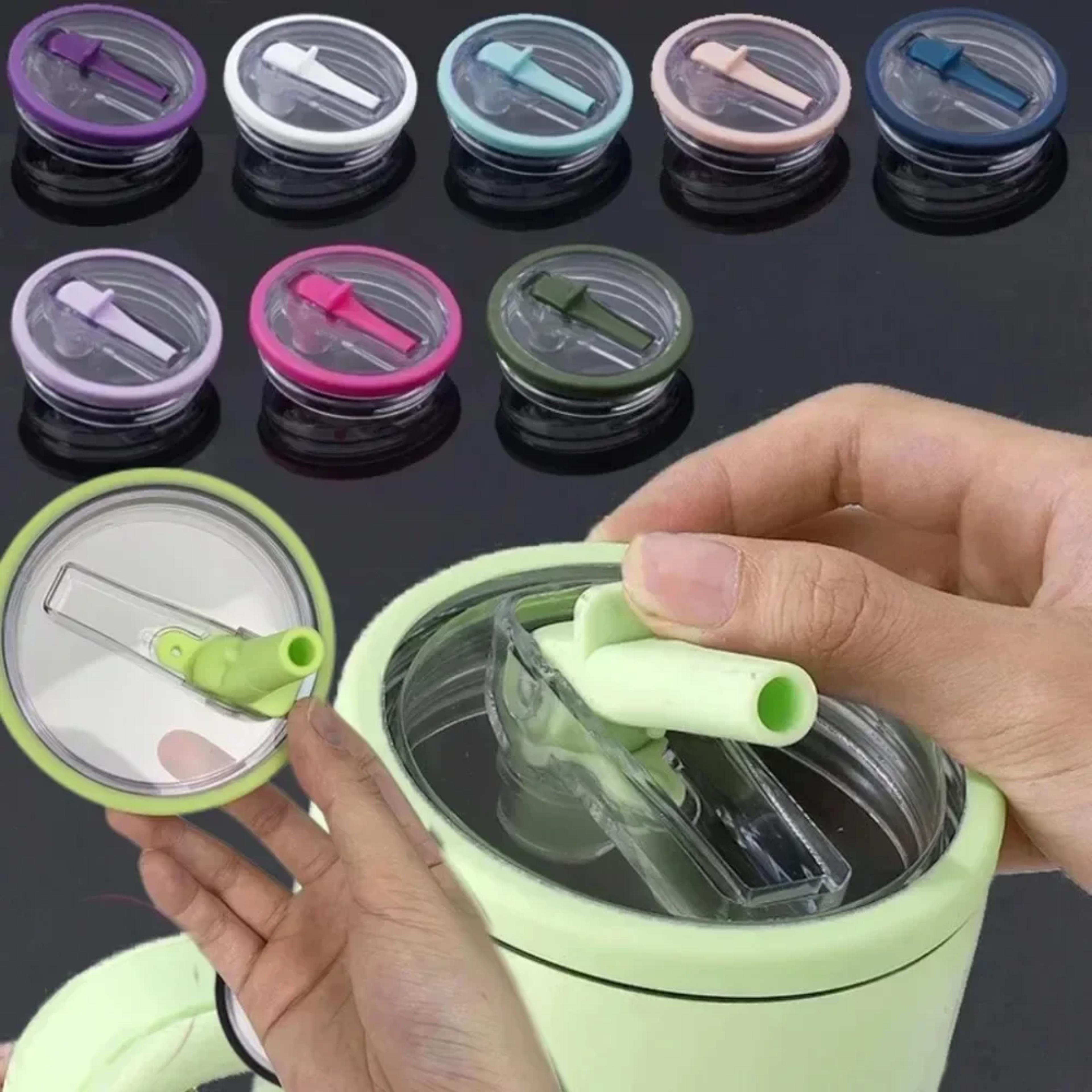 spill-proof cup cover for stanley – replaceable, eco-friendly spiral straw accessory
