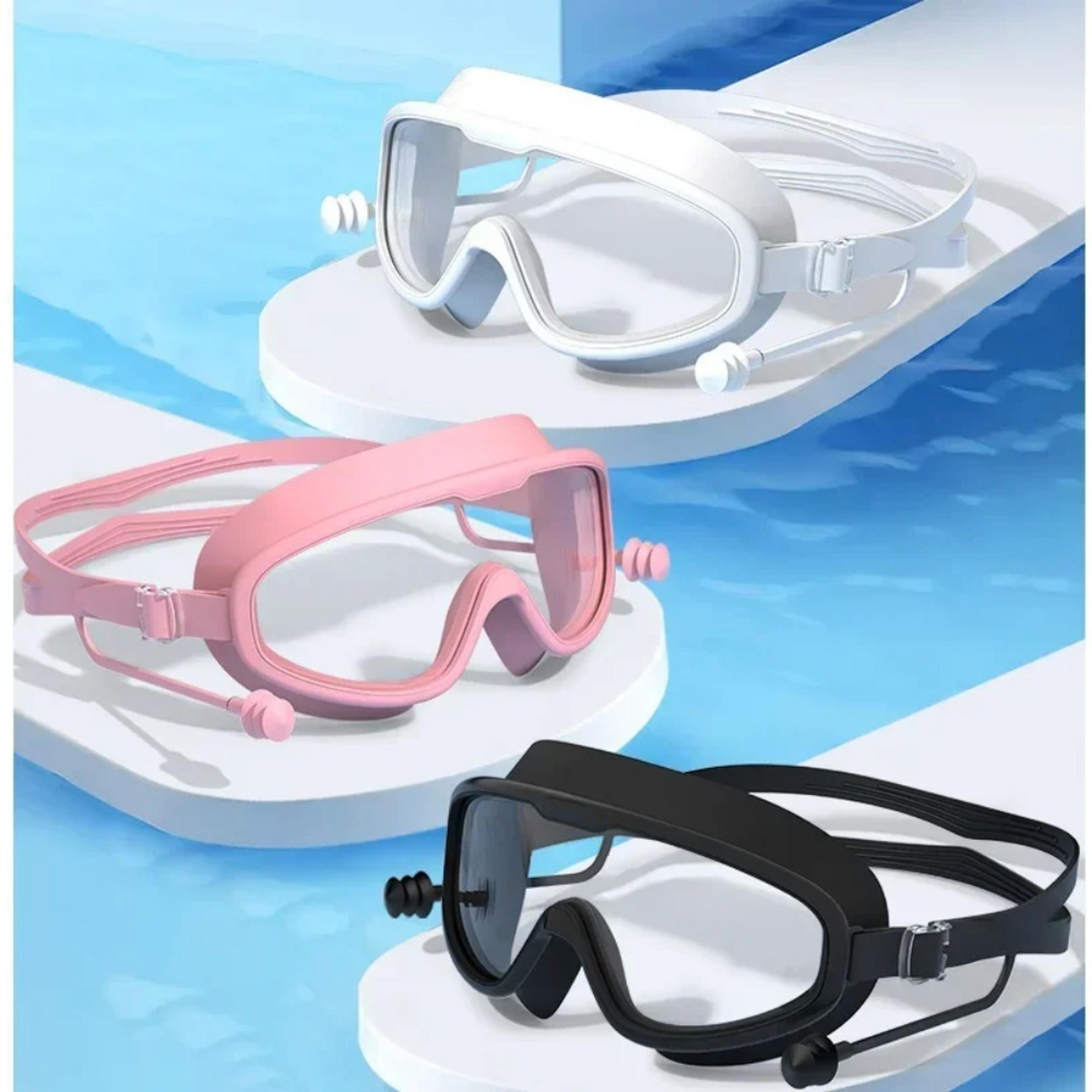 professional swimming goggles with silicone frame and earplugs - hd anti-fog eyewear for men and women