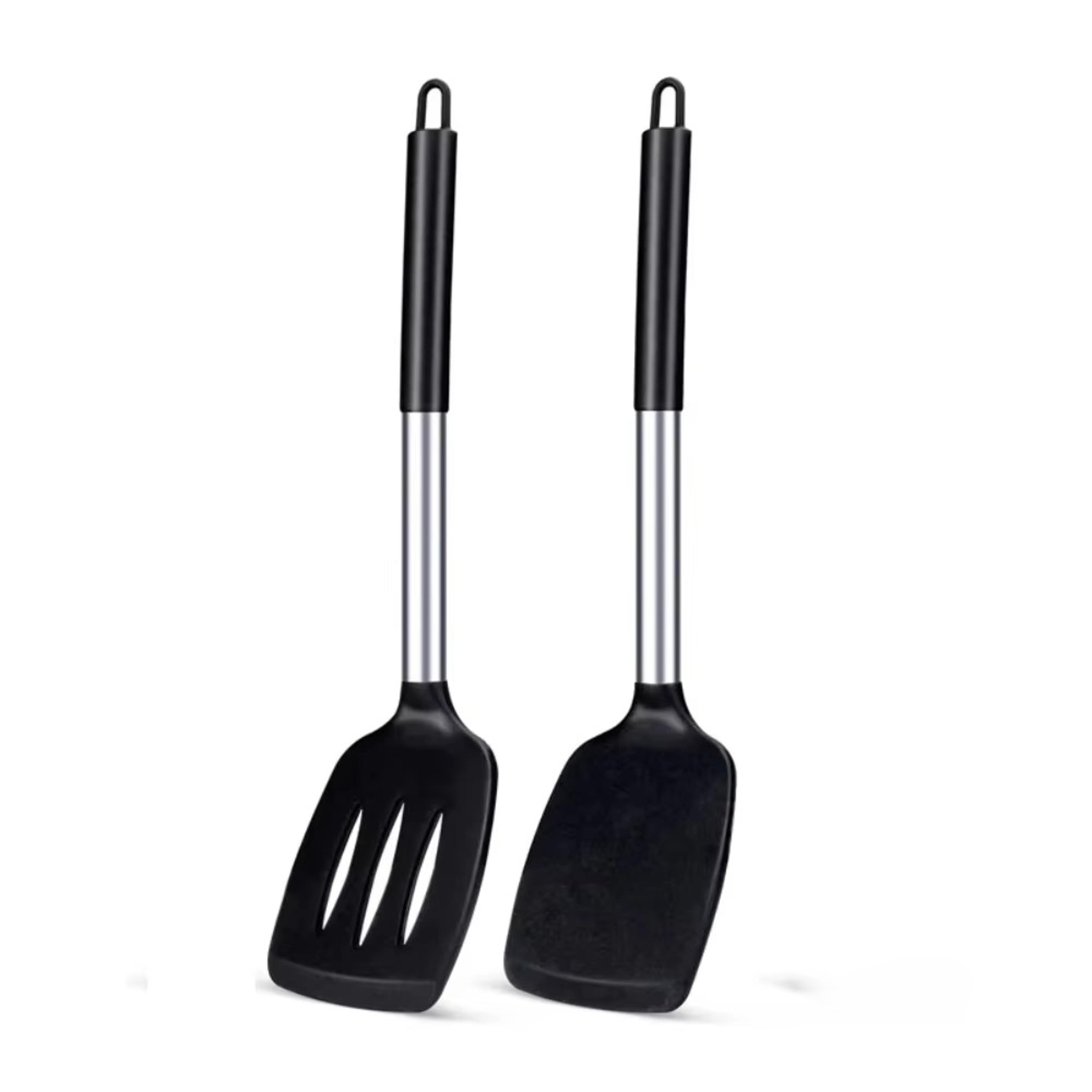 heat resistant silicone spatula set - non-scratch kitchen utensils for baking, frying, and cooking