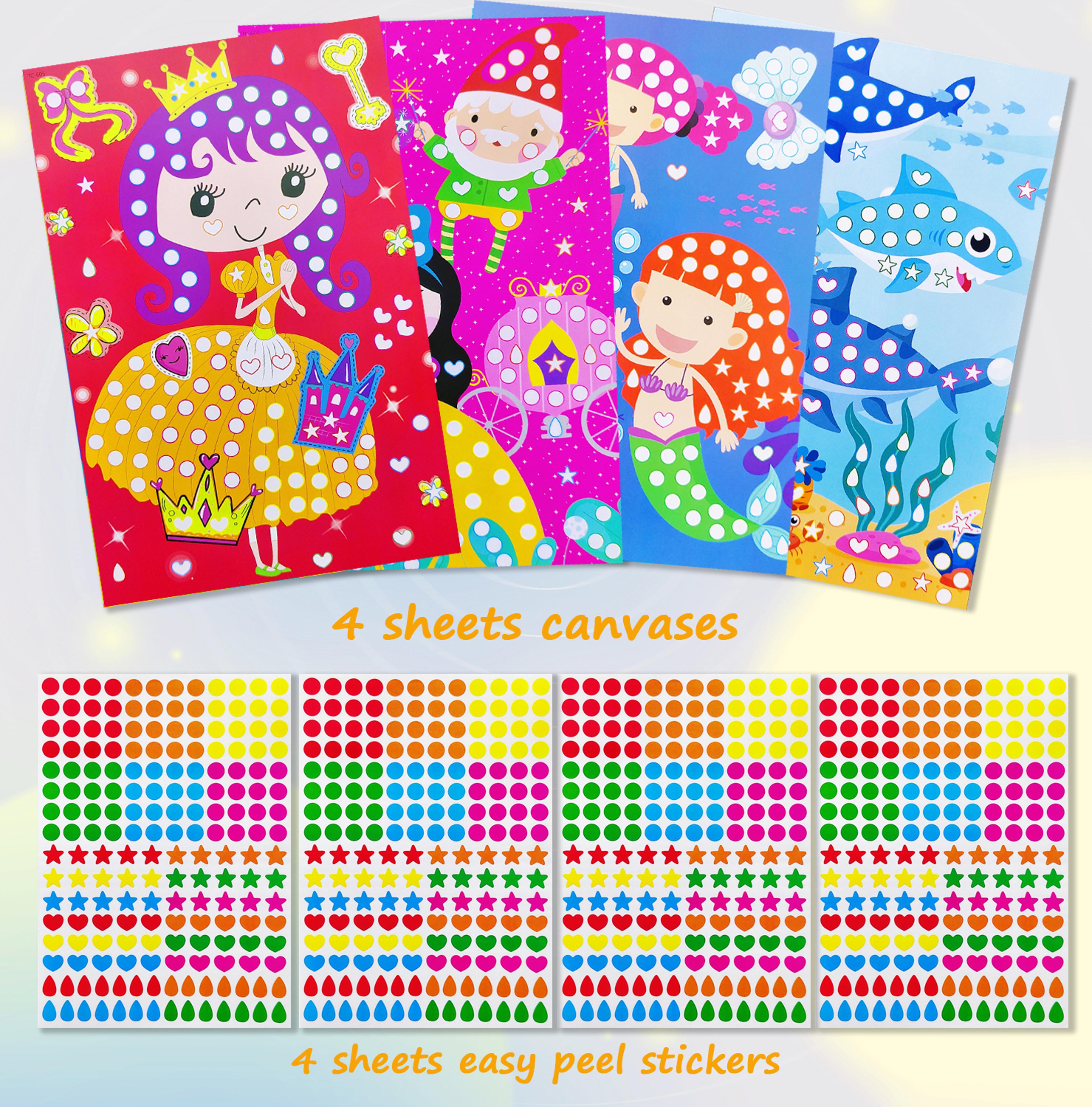 Children Dot Coloring Book  DIY Color Dot Cartoon Animal Drawing Mosaic Puzzle Stickers  Creative E 7