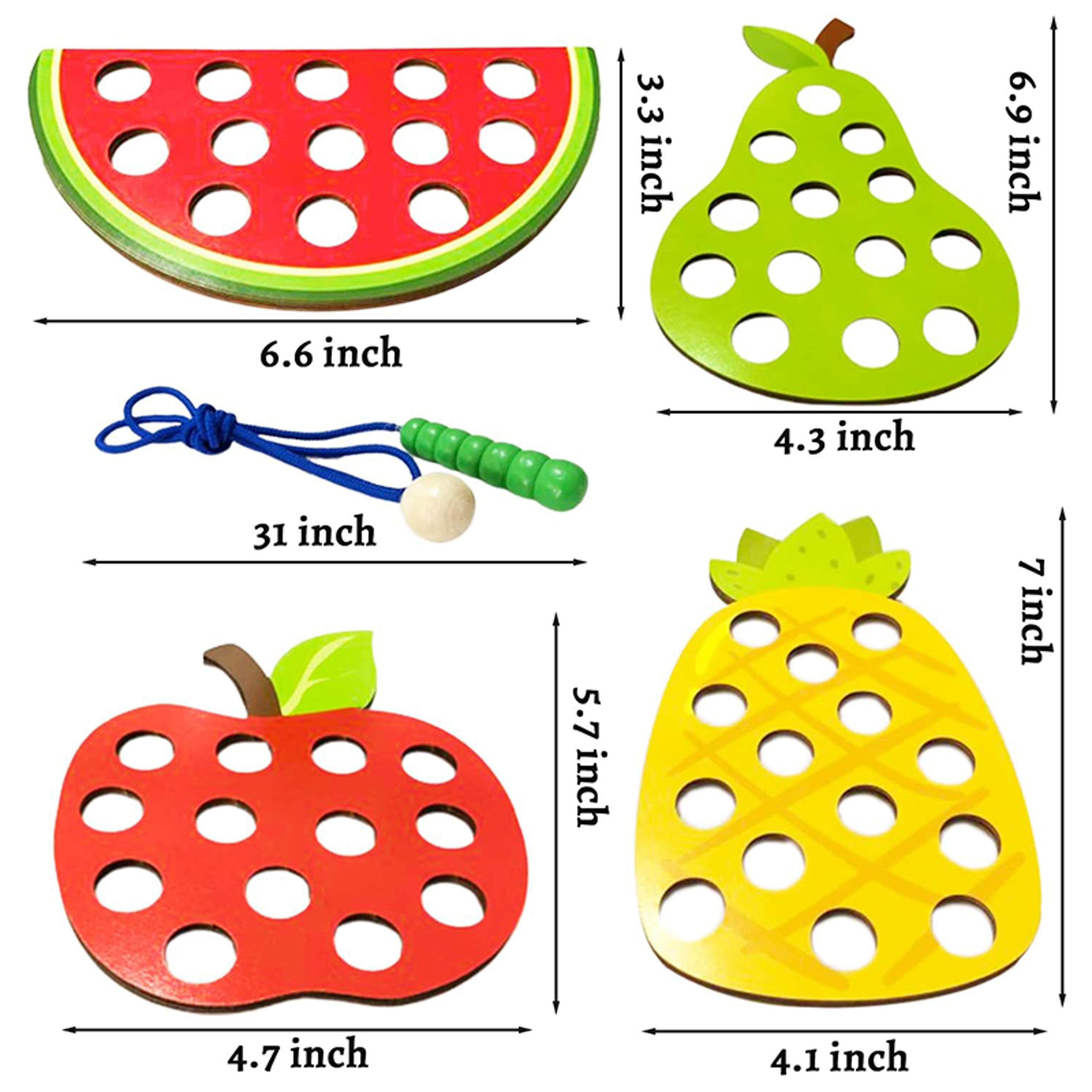 Wooden Lacing Toy For Toddlers  Educational Fruit Threading Puzzle Set Fine Motor Skill Development 4