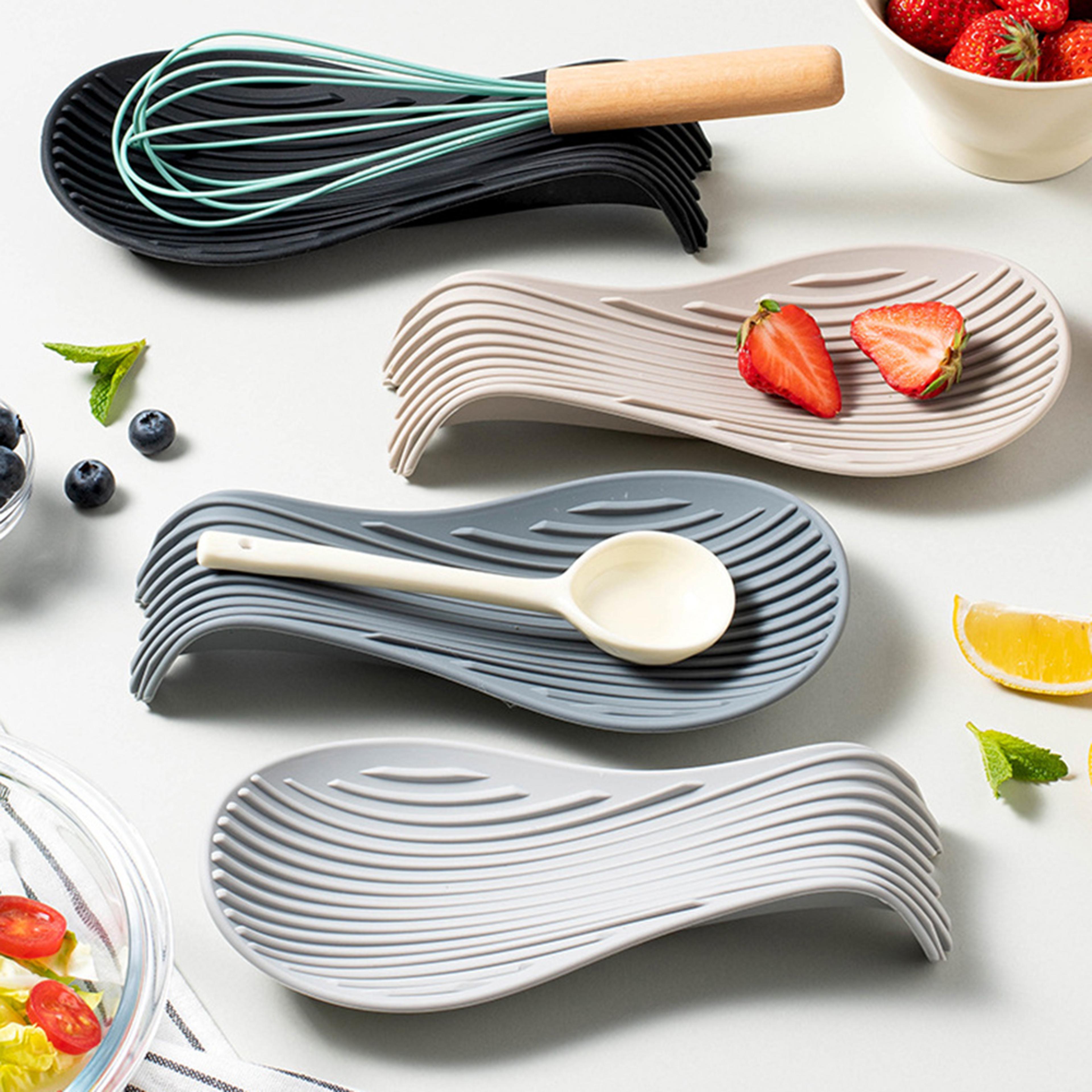silicone insulated spoon holder – heat resistant placemat for kitchen, spoon & cutlery shelving