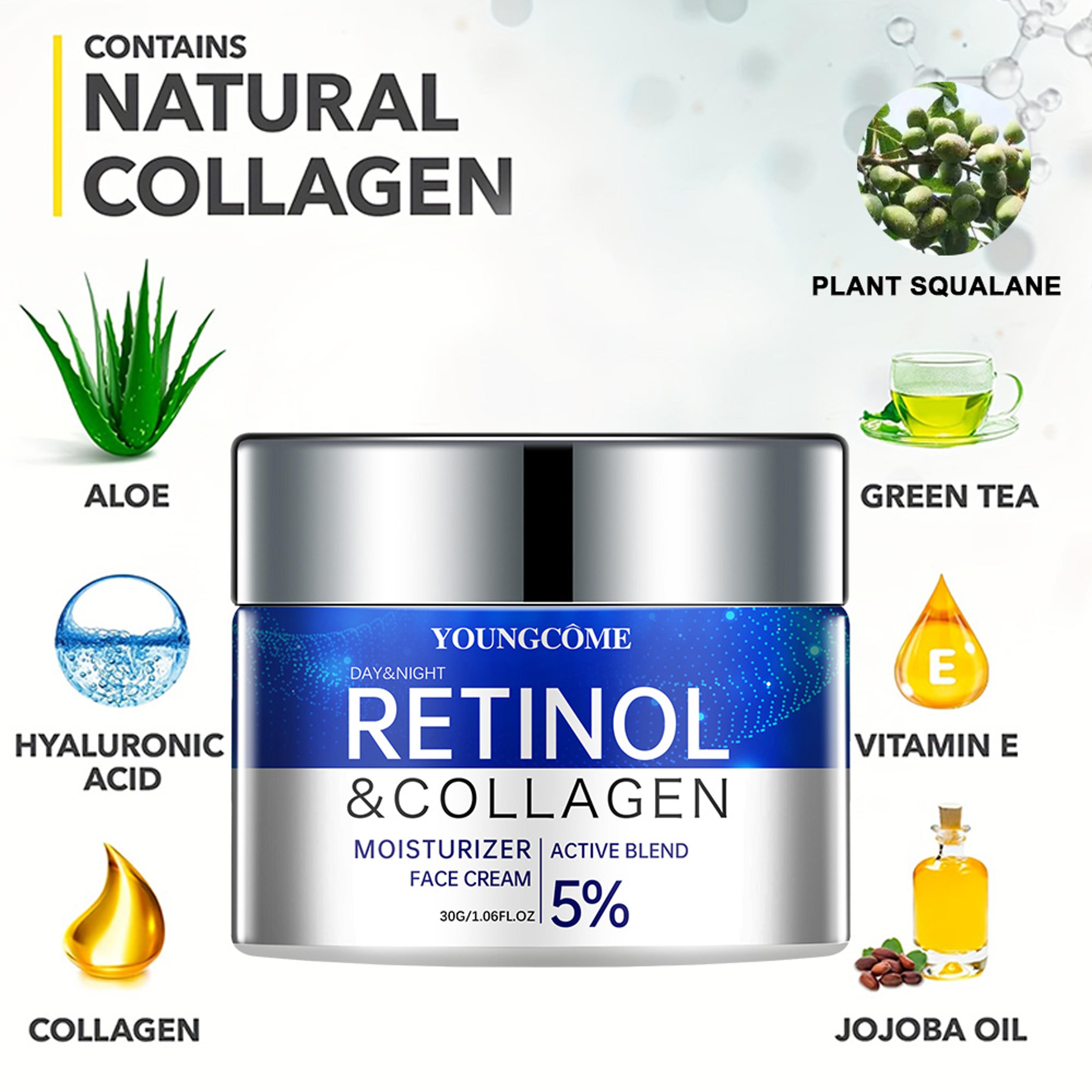 Retinol Cream Serum Combo Set  Hydrating Moisturizer Skin Repair And Wrinkle Smoothing For Younger  1