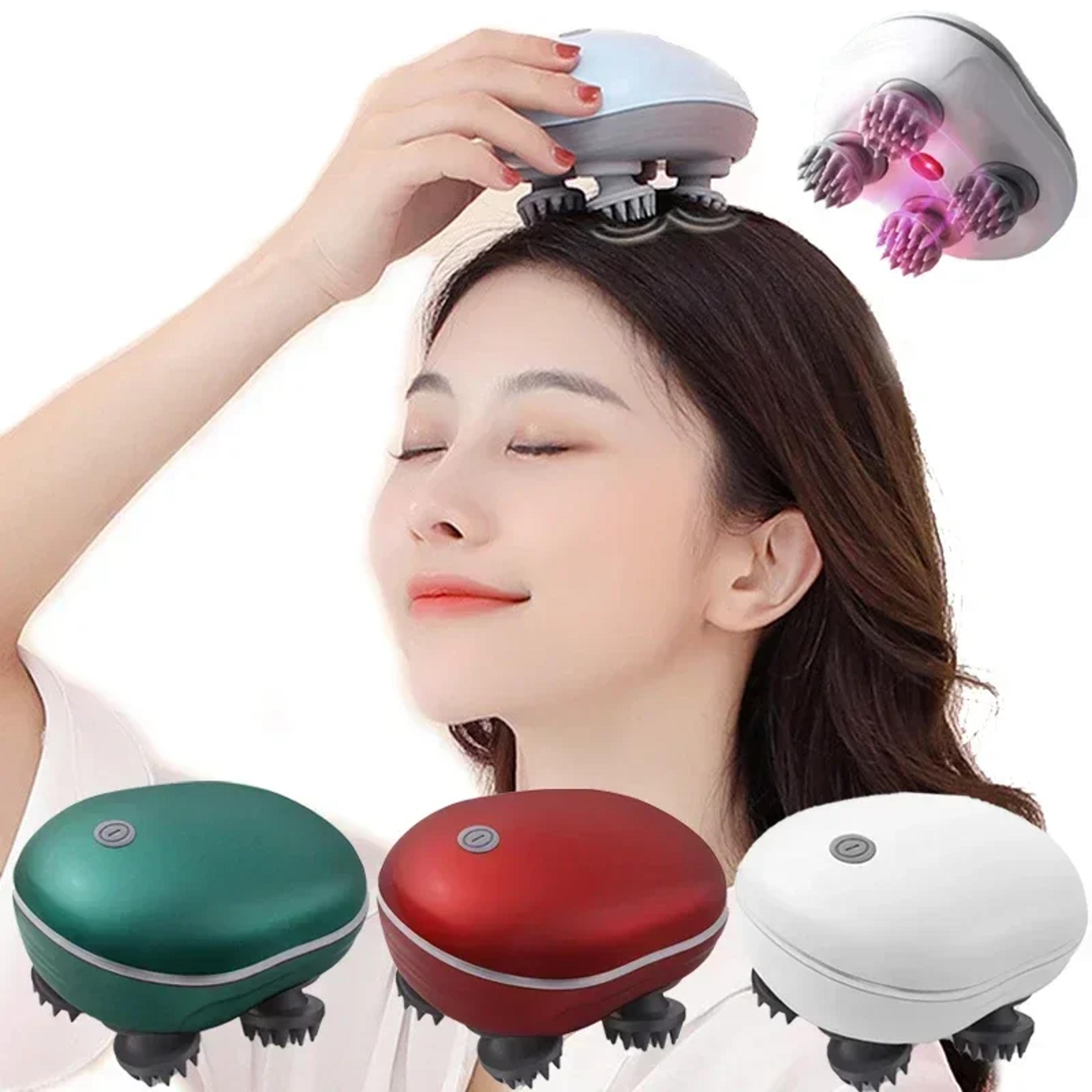 electric scalp massager with red light therapy for relaxation and muscle tension relief