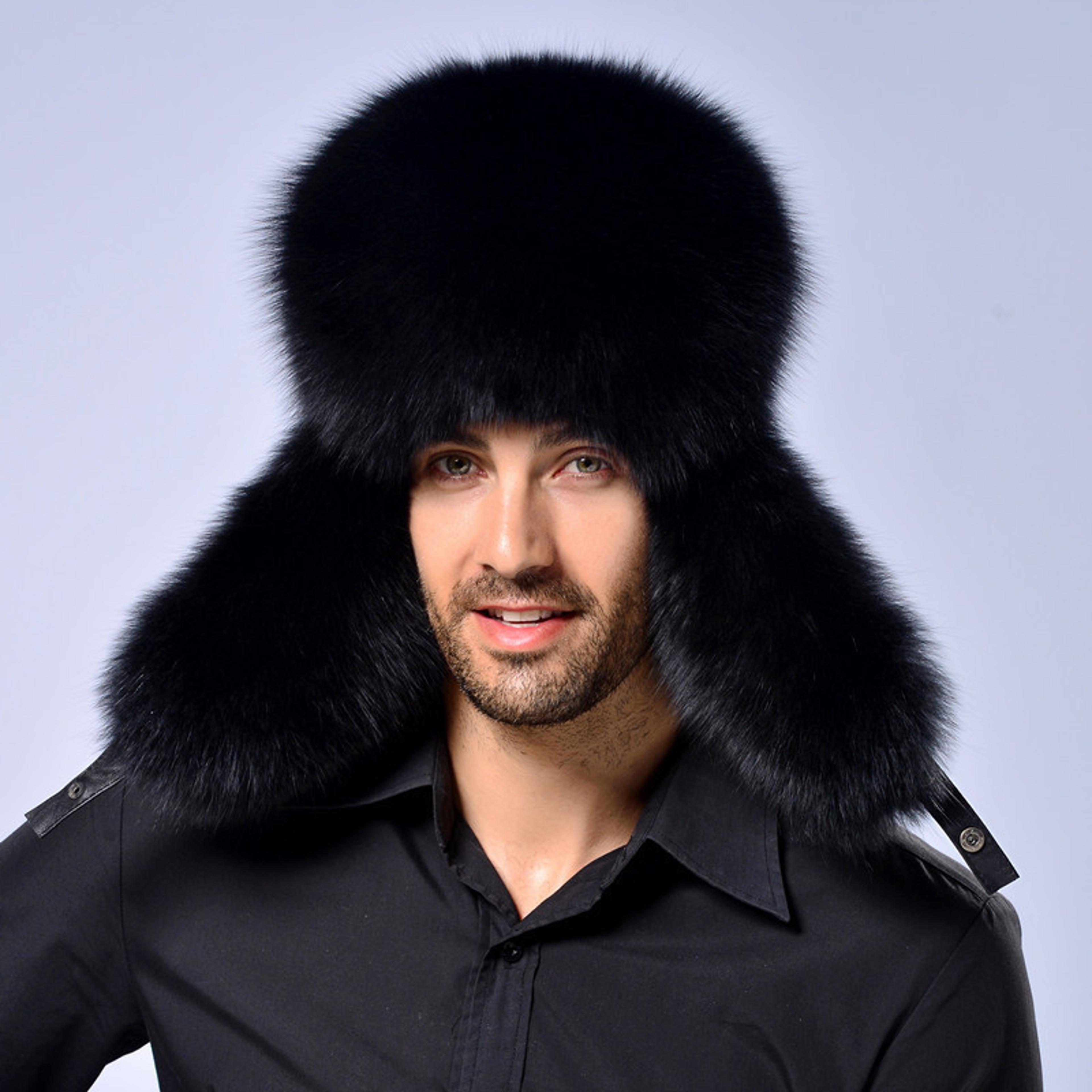 Men Thick  Warm Fur Hat With Ear Protection Winter Snow Hat To Prevent Cold 2
