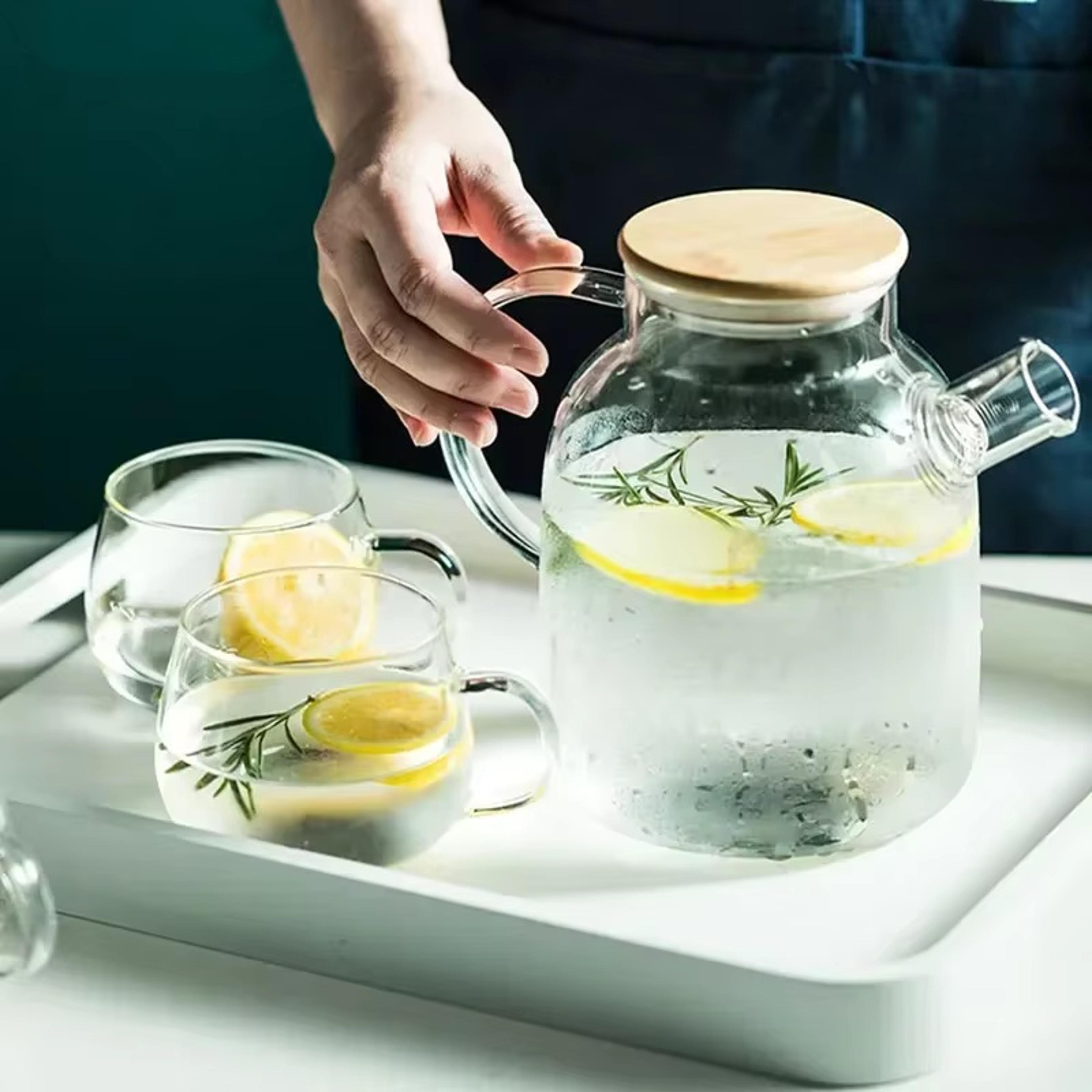 borosilicate glass teapot with flower design - heat-resistant large clear tea pot for office & home use