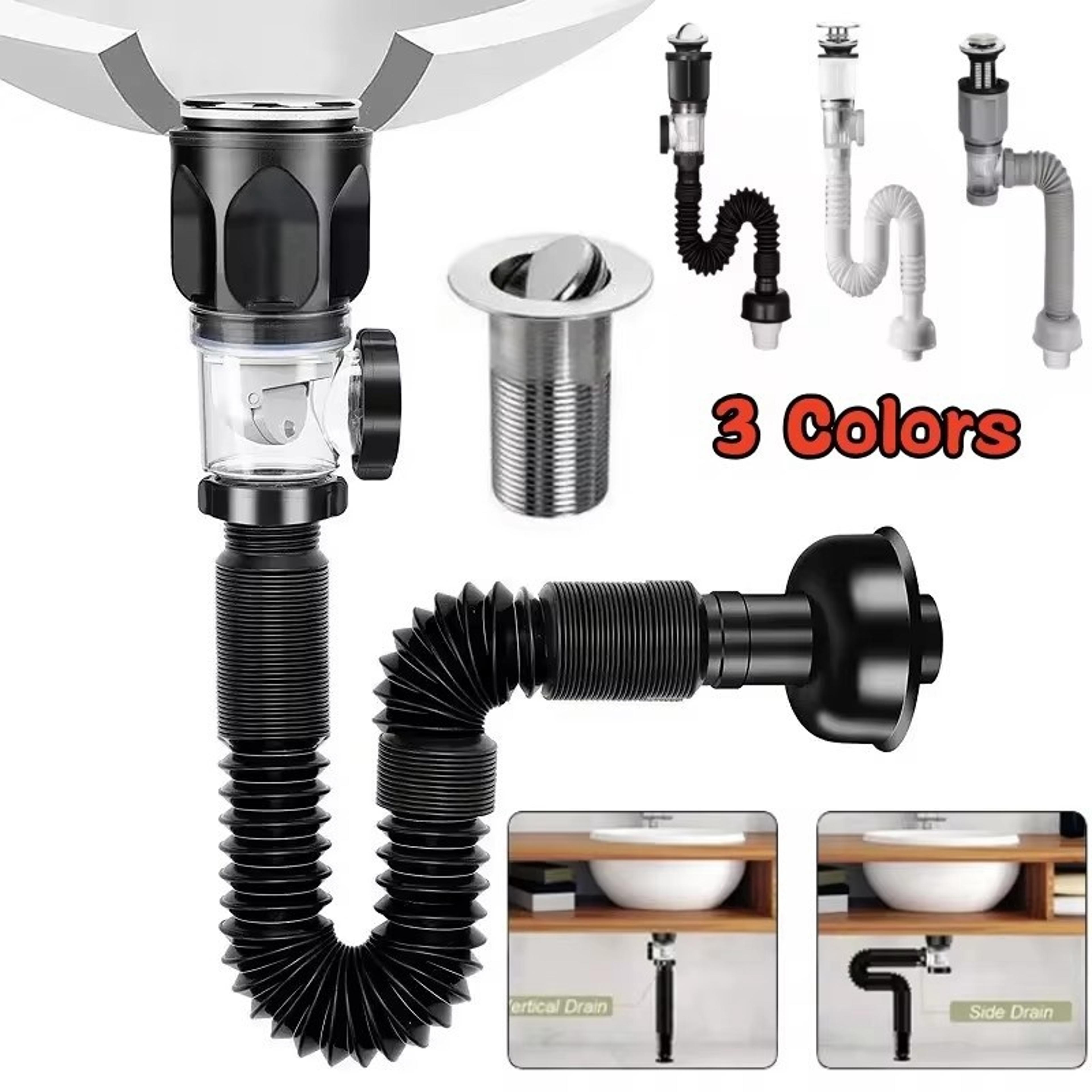 Flip Top AntiOdor Drain Pipe Set  Retractable Deodorizing Filter For Kitchen Sink  Bathroom  Flexib