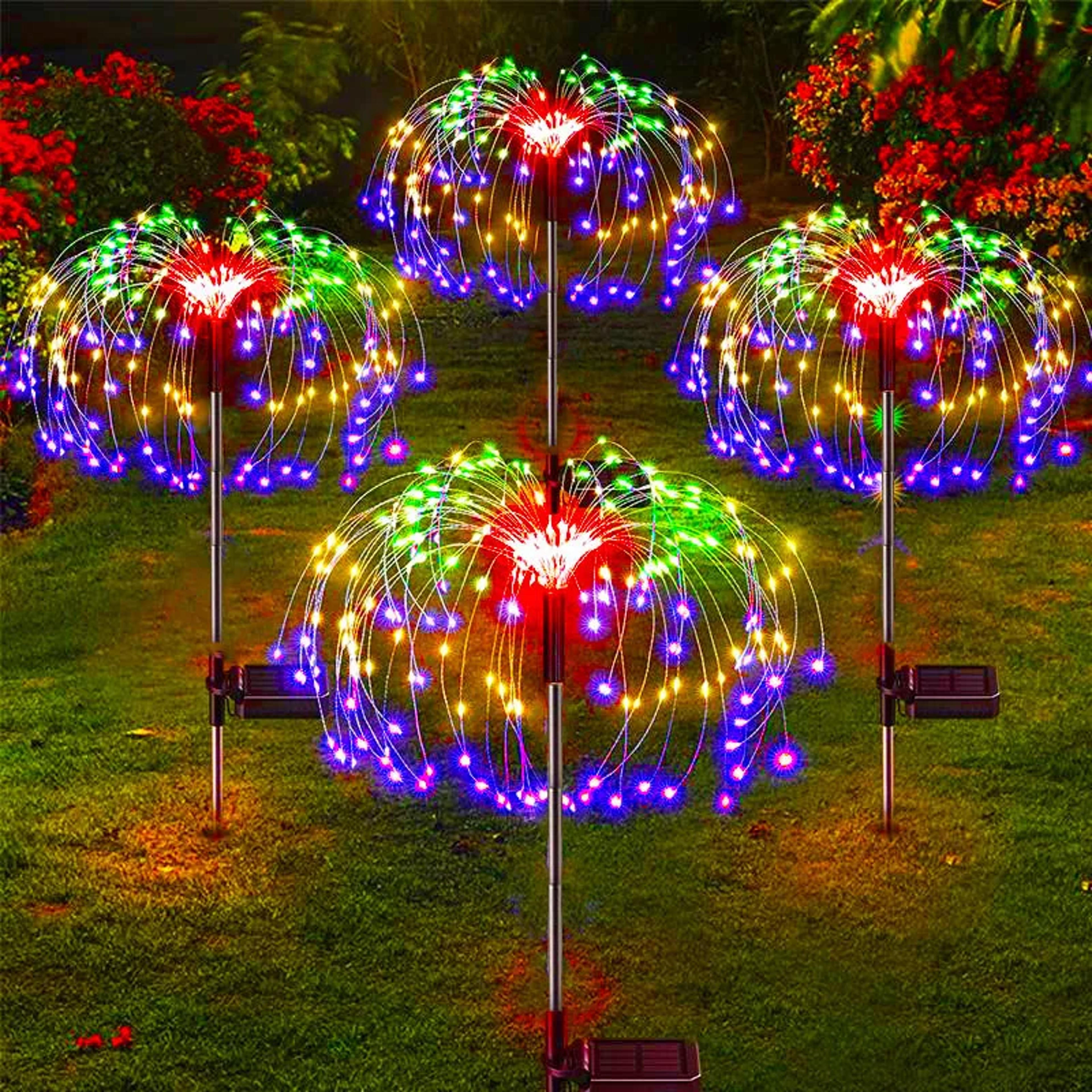 solar firework lights waterproof outdoor dandelion garden lights for landscape decor