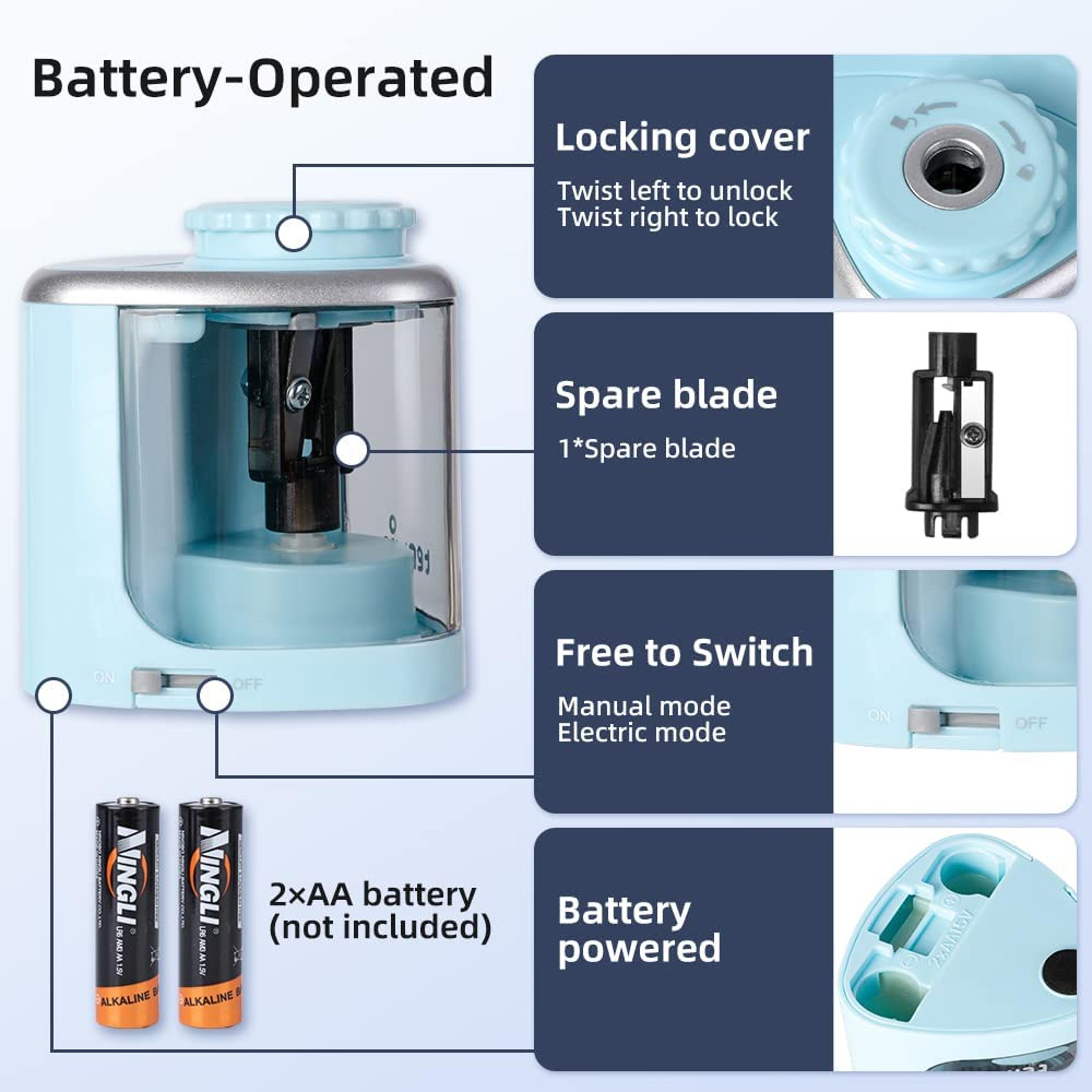 Tenwin Electric Pencil Sharpener With Helical Steel Blade Quiet Auto Pencil Sharpener For Students  1