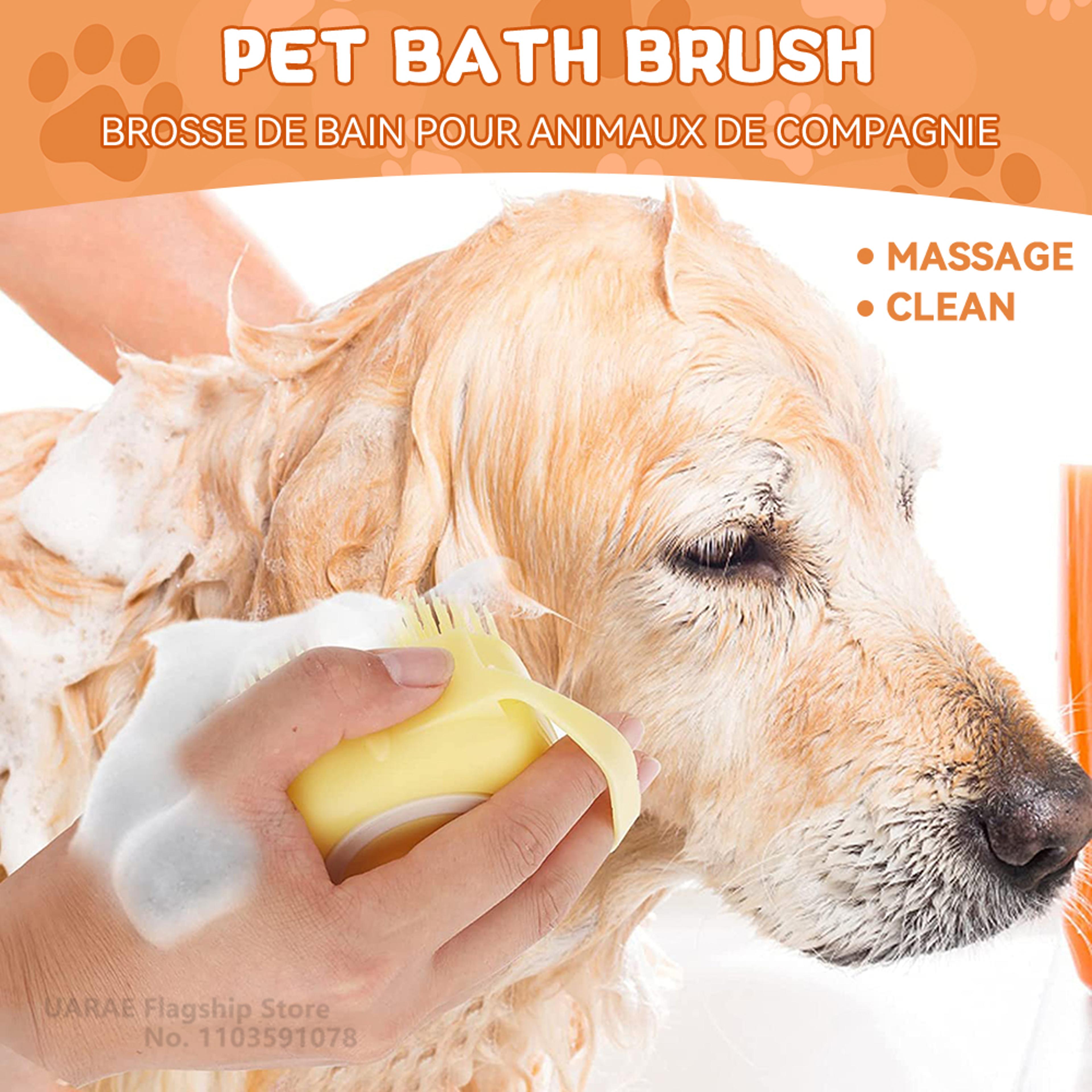 Dog Bathing Brush  Shampoo Dispenser Soft Silicone Pet Grooming Tool For Dogs  Cats  Rubber Bristle 0