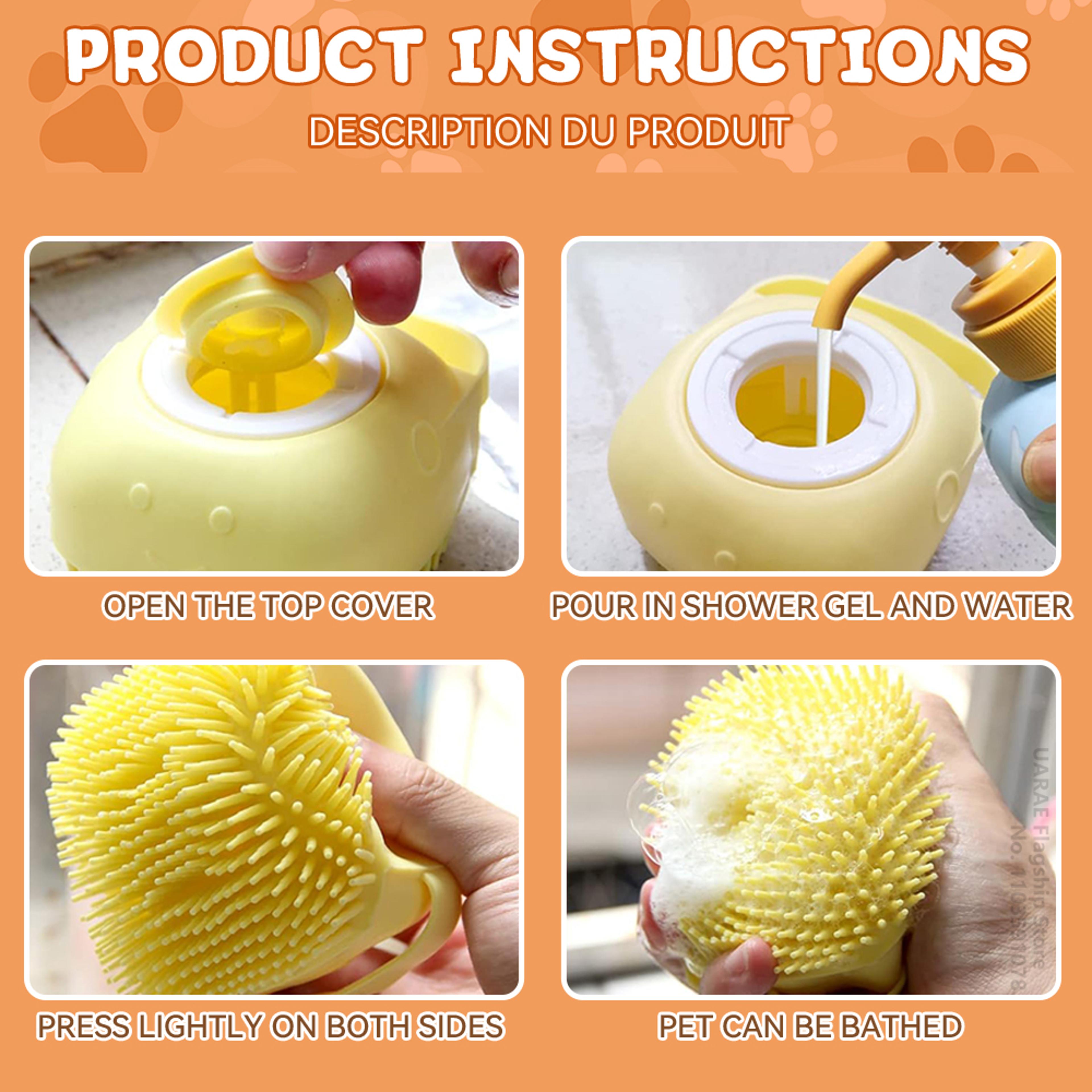 Dog Bathing Brush  Shampoo Dispenser Soft Silicone Pet Grooming Tool For Dogs  Cats  Rubber Bristle 4