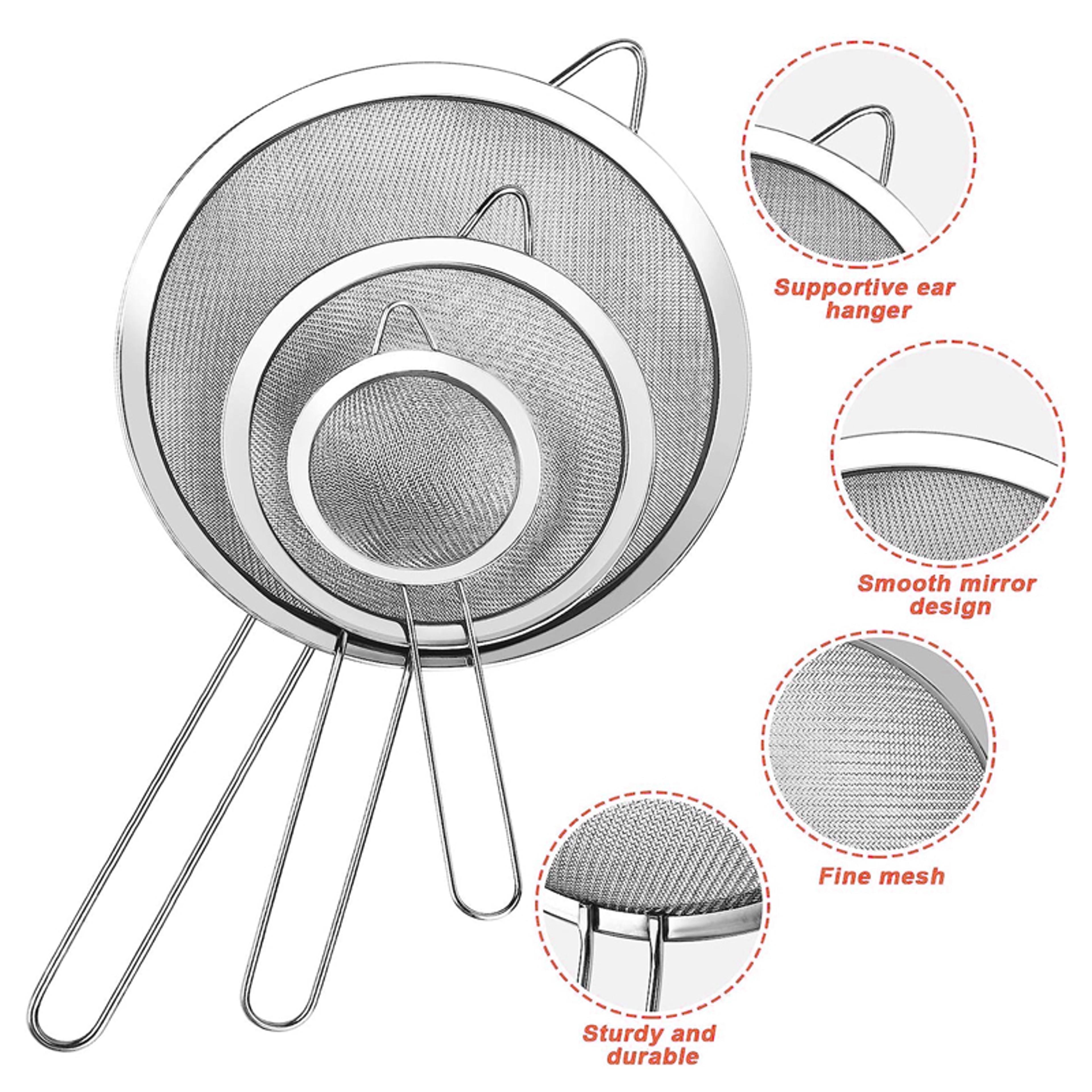Stainless Steel Fine Mesh Strainer Set For Baking  Cooking 2