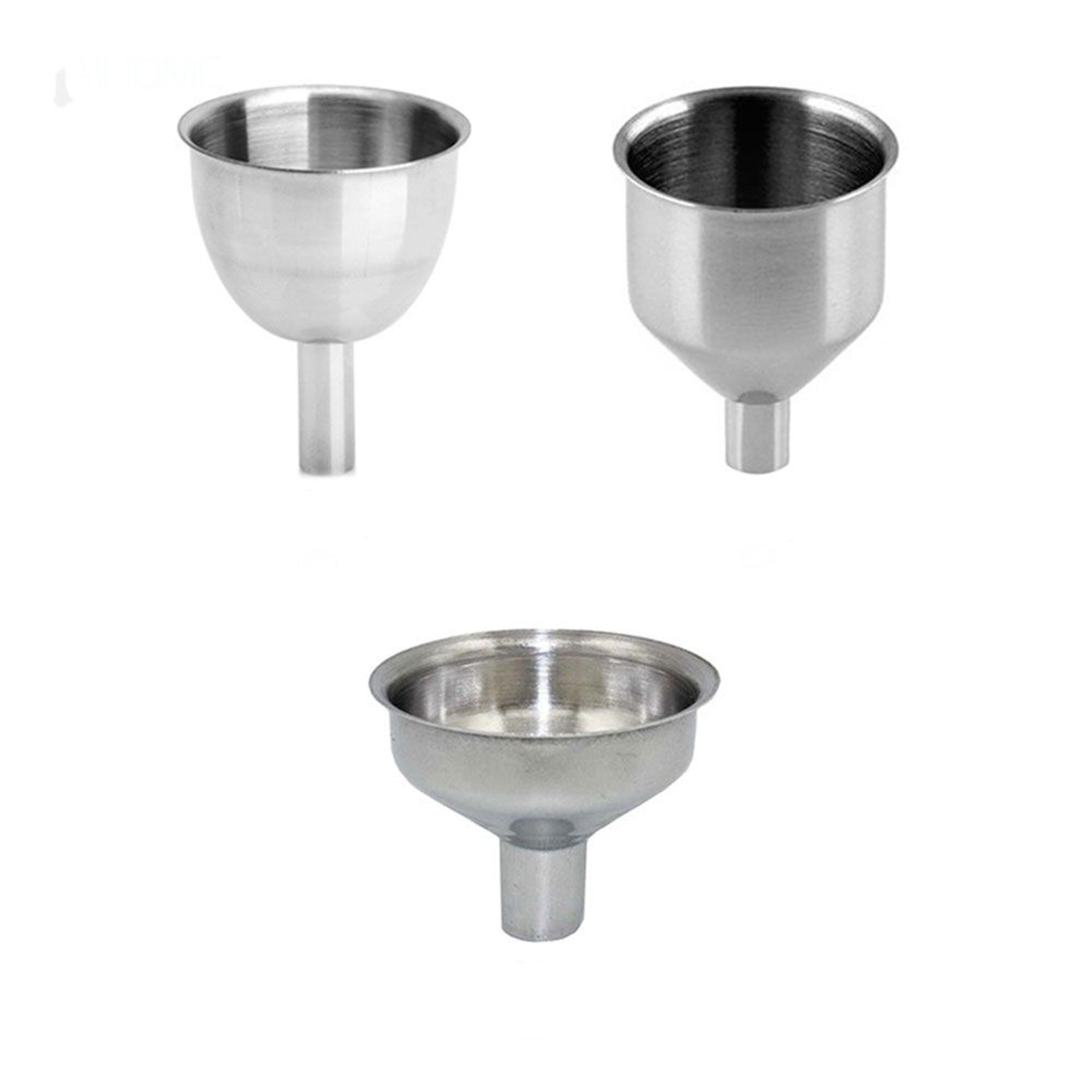 mini stainless steel funnel set for kitchen and bar liquid dump tool for easy pouring into hip flask, wine