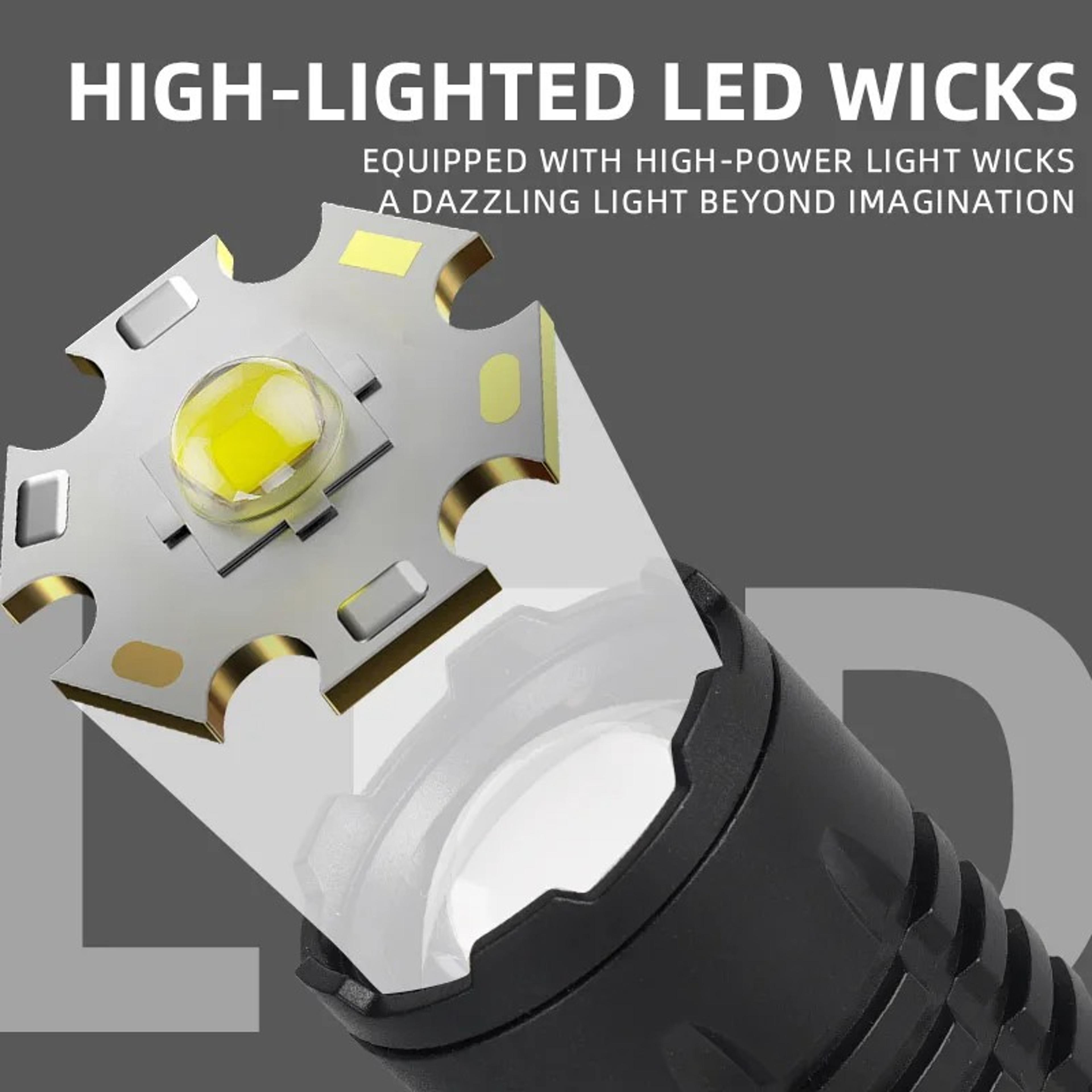 High Power Tactical LED Flashlight USB Rechargeable Camping Torch With Telescopic Zoom  Built In Ba 4