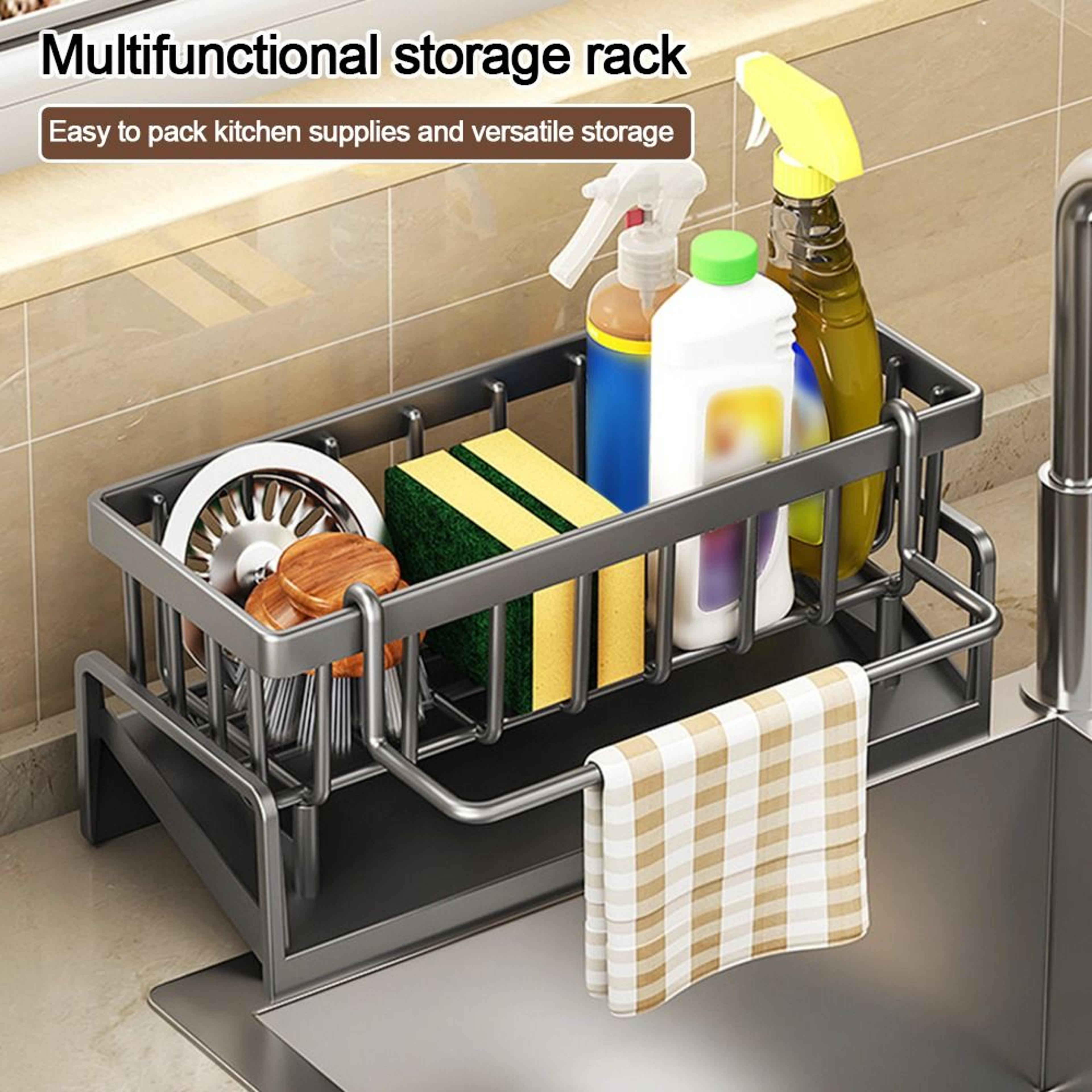 Self Draining Sink Shelf Sponge Holder Multifunctional Kitchen Storage Organizer For Soap  Cosmetic 0